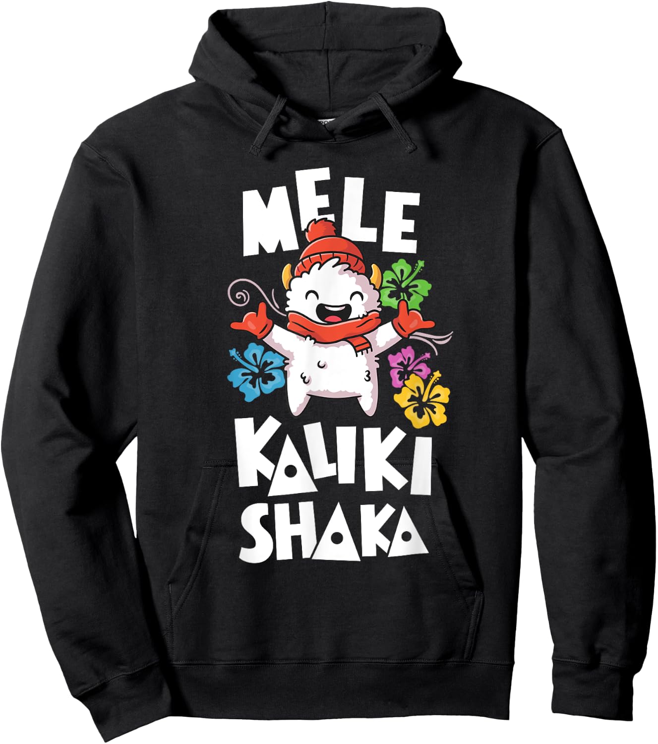 Shaka Women's Mele Kalikimaka Christmas Xmas Hawaiian Shirt Hoodie - Hoodie | Black