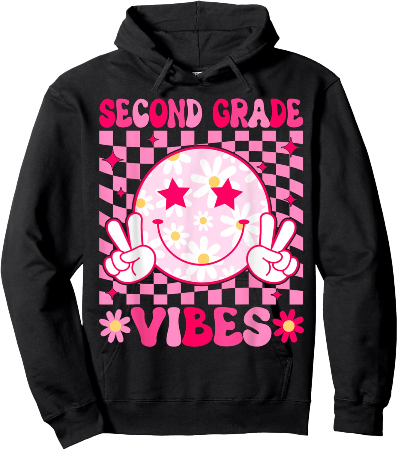 Second Grade Vibes Back To School 2nd Grade Teacher Students Women Kids Hoodie - Hoodie | Black