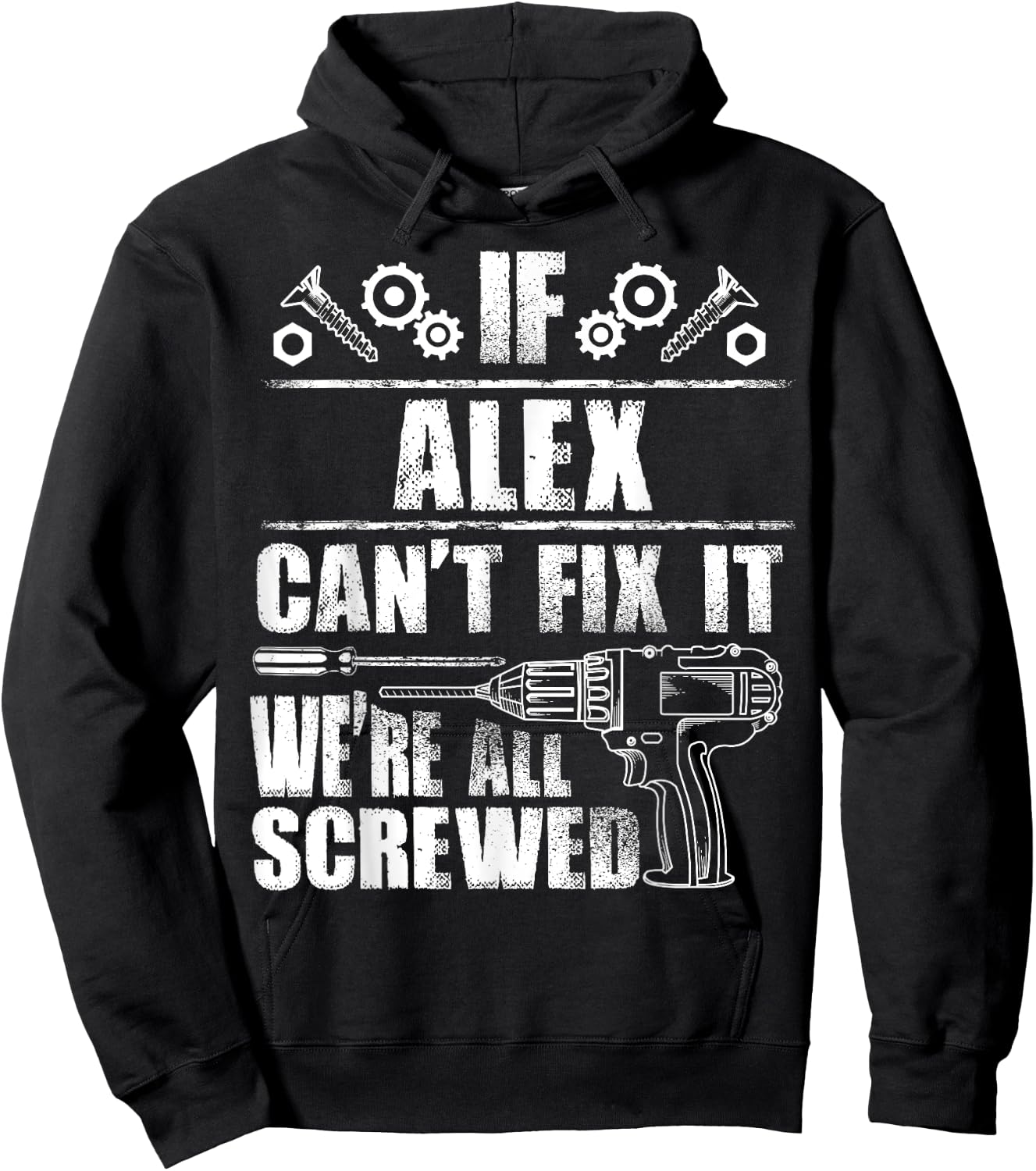 ALEX Gift Name Fix It Funny Birthday Personalized Dad Idea Hoodie - Hoodie | Black