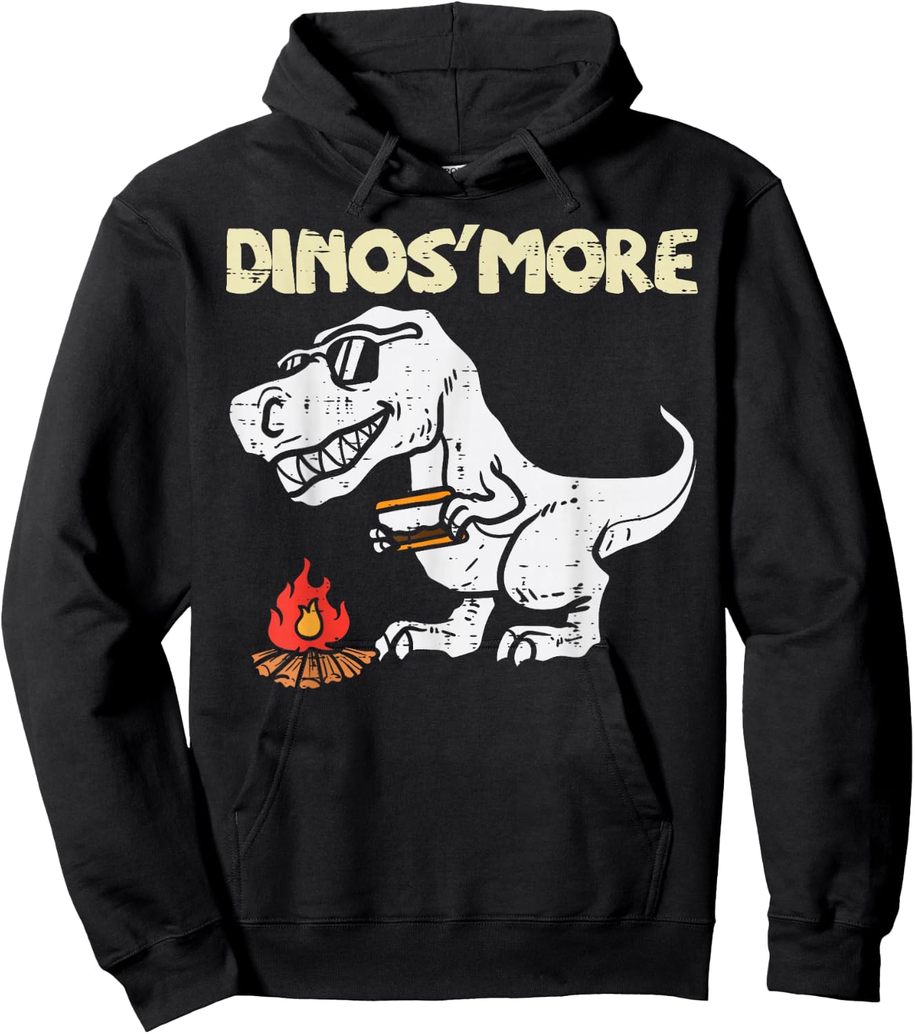 Dino smore Funny Camping Trex Dinosaur Camper Kids Boys Hoodie - Hoodie | Black