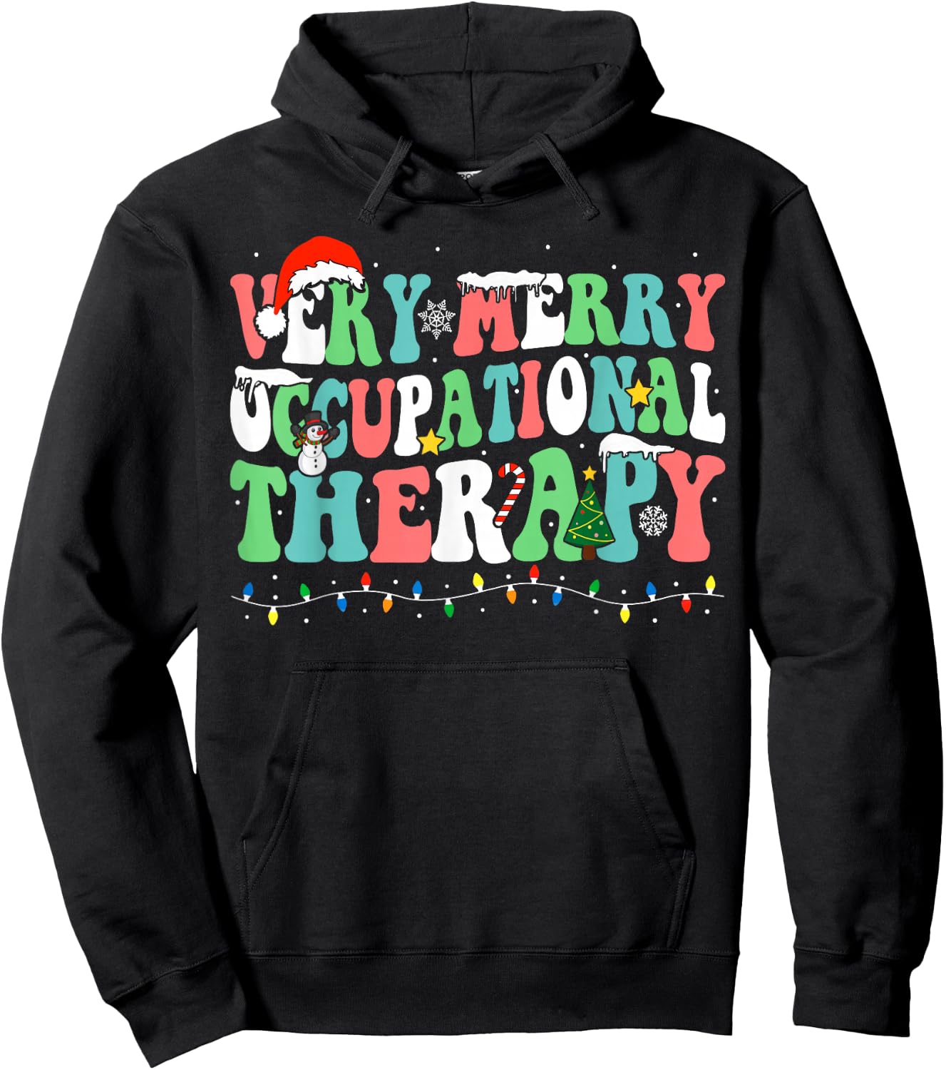 Very Merry Occupational Therapy Christmas OT Squad Christmas Hoodie - Hoodie | Black