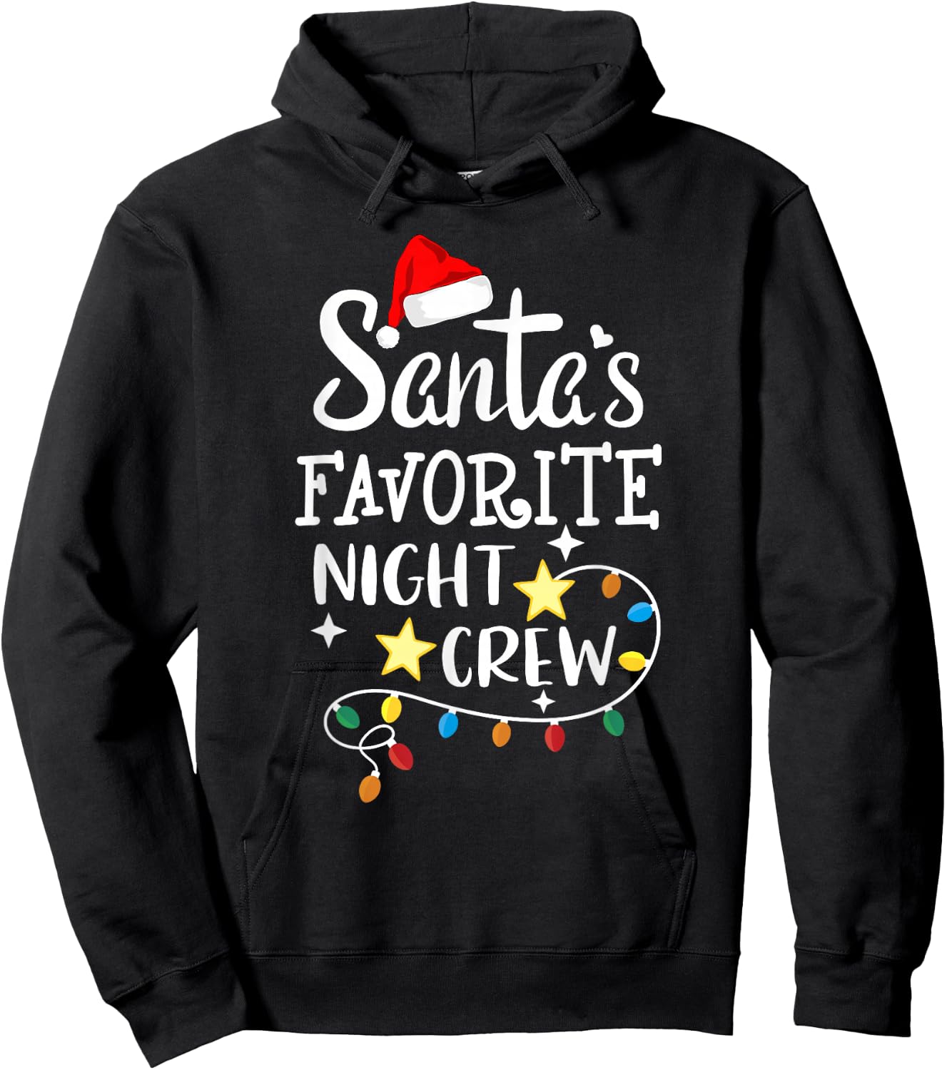 Santa's Favorite Night Crew Christmas Night Shift Nurse Crew Hoodie - Hoodie | Black