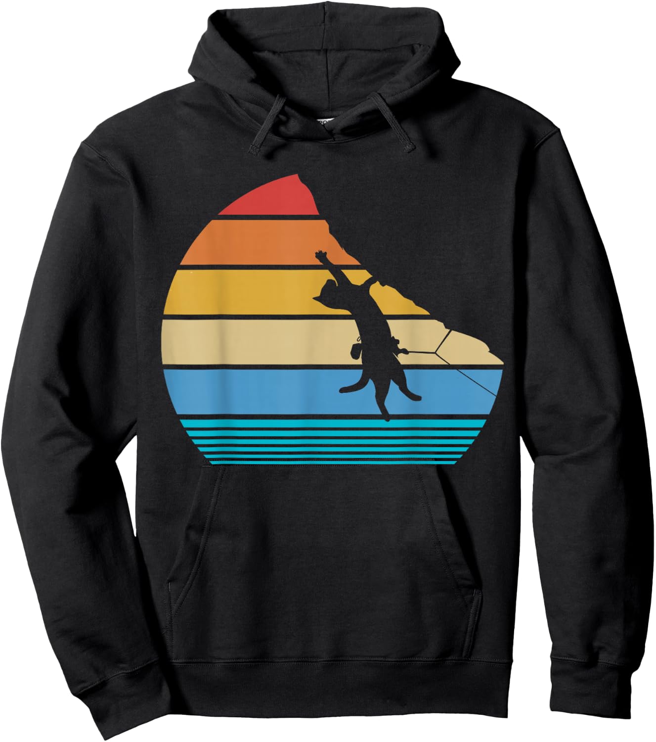 Retro Cat Climbing Meowtain Vintage Kitty Gift Rock Climber Hoodie - Hoodie | Black