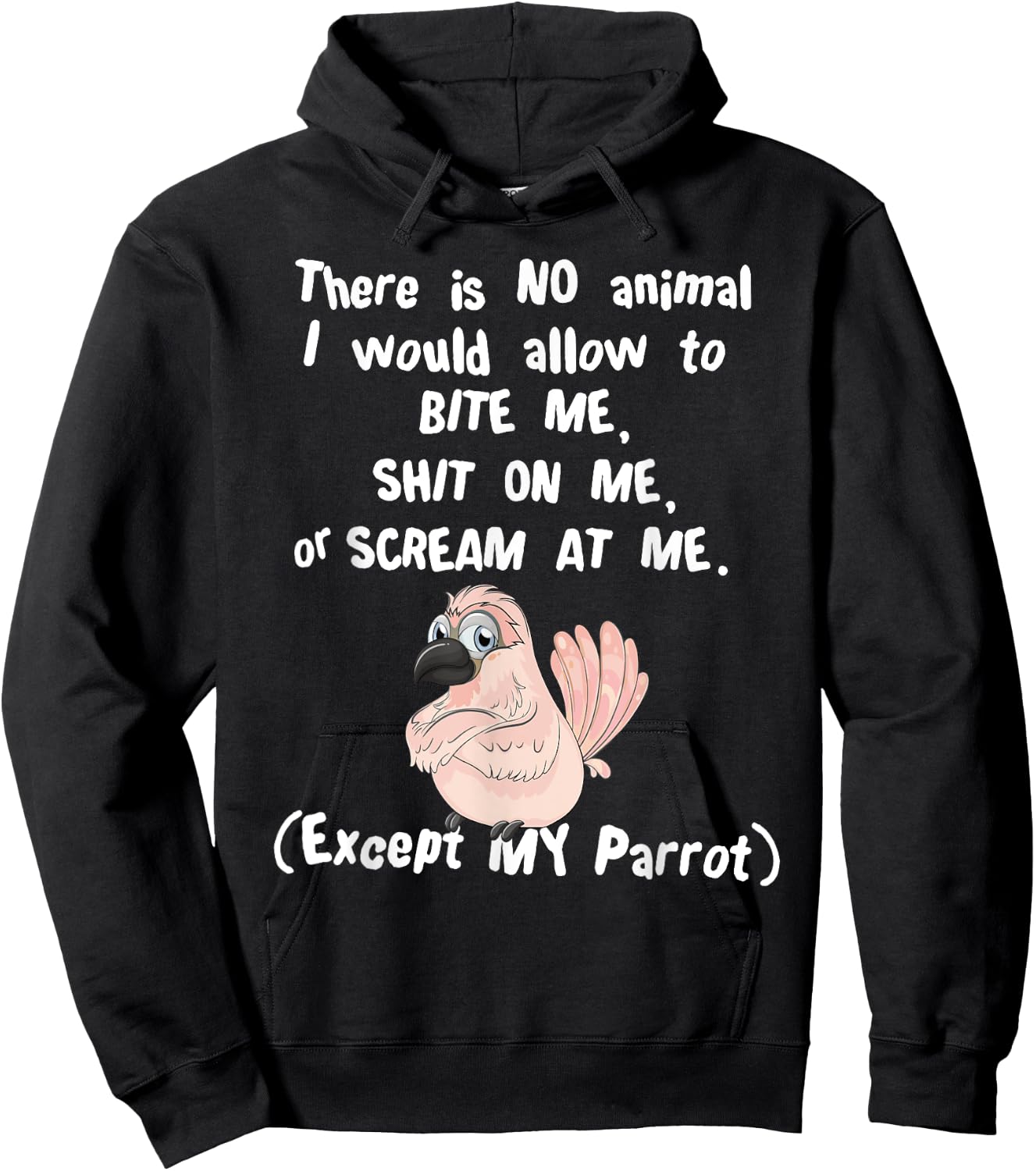 Moluccan Cockatoo Parrot Biting, Shitting, Screaming Hoodie - Hoodie | Black