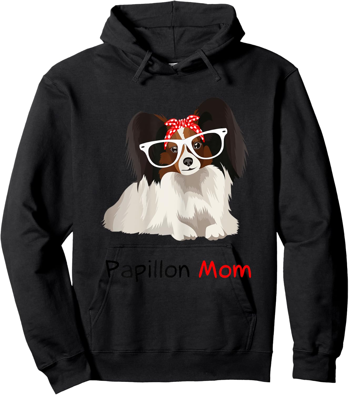 Papillon Mom Bandana Papillon Dog Hoodie - Hoodie | Black