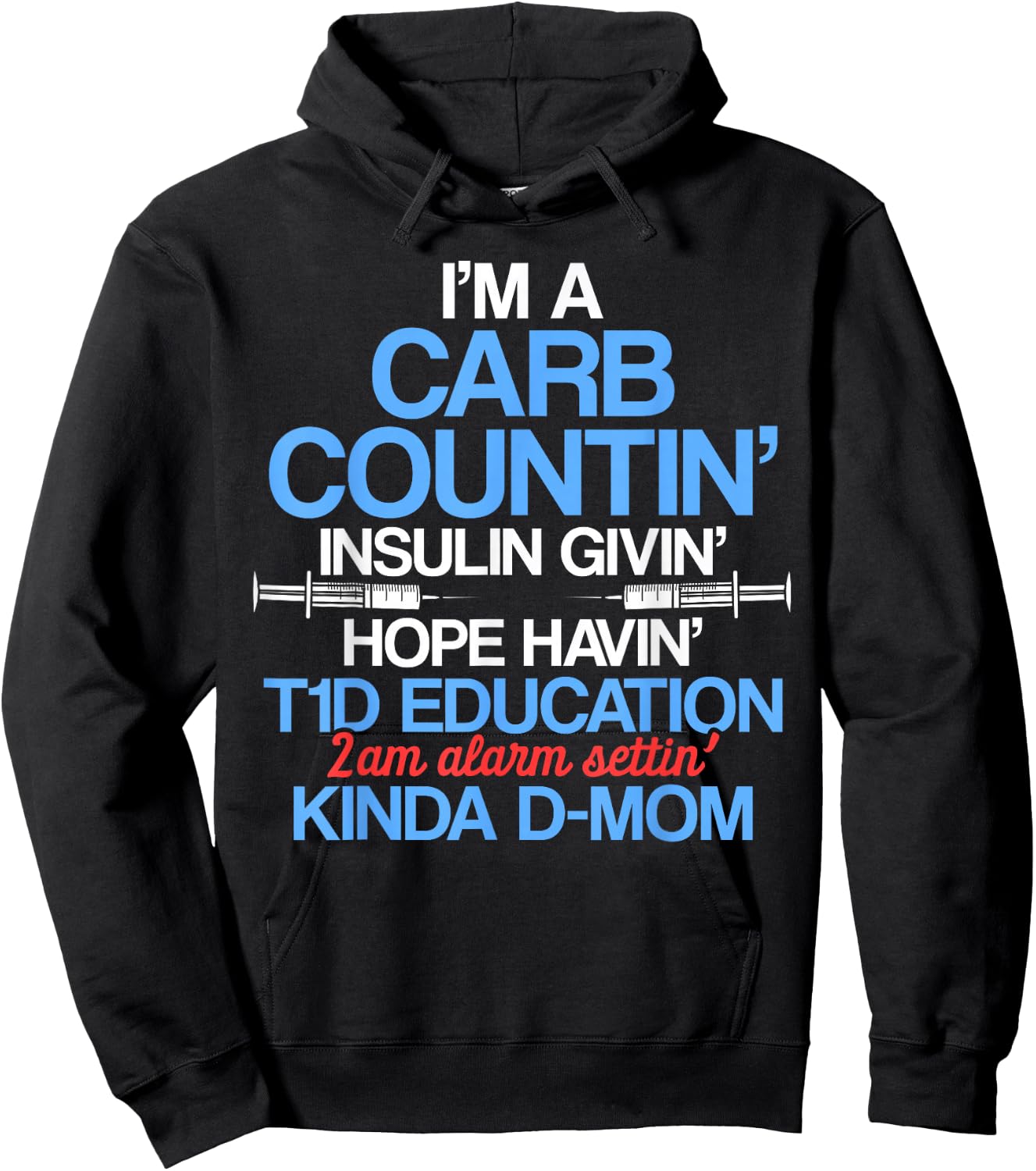Type 1 Diabetes Awareness Mom T1D Warrior Survivor Hoodie - Hoodie | Black