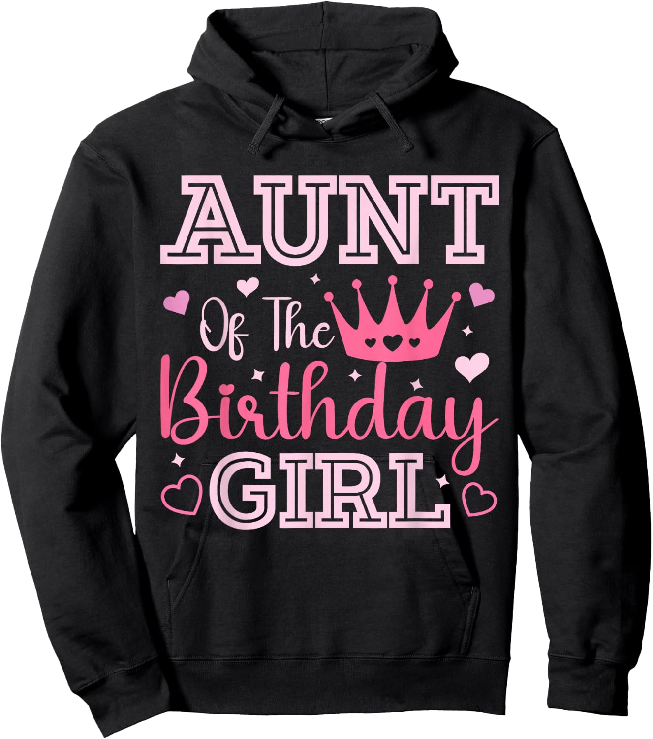 Aunt of the Birthday Girl Cute Pink Matching Family Party Hoodie - Hoodie | Black