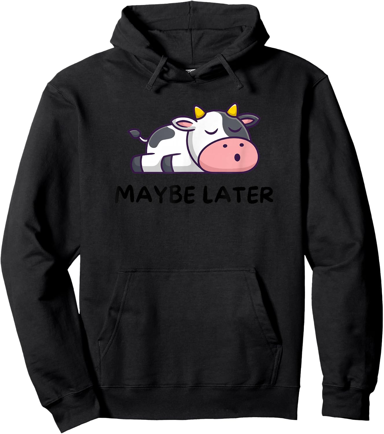 Maybe Later Sleeping Cow Lazy Funny Hoodie - Hoodie | Black