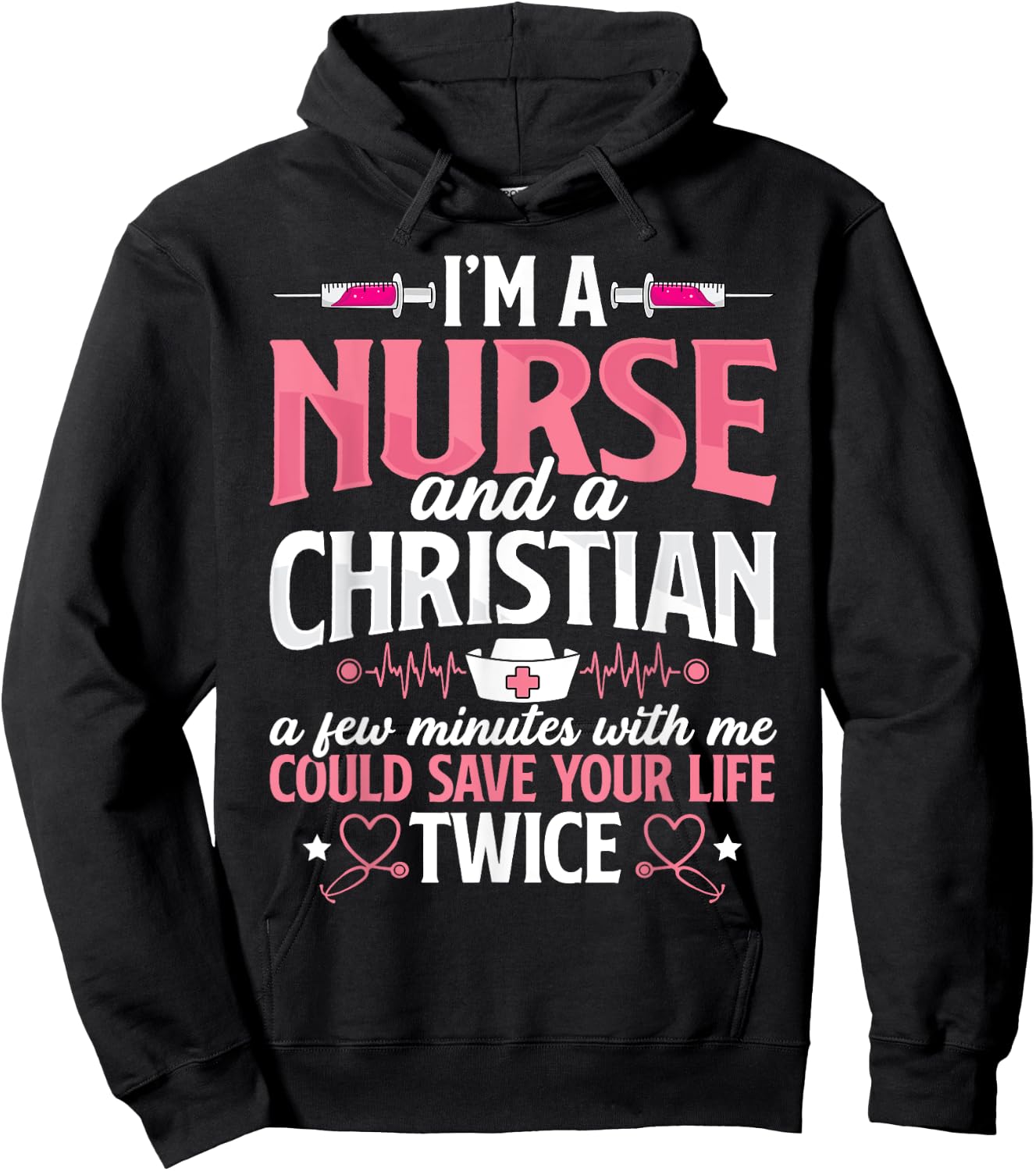 Christian Nurse Jesus God Funny Nursing RN LPN CNA Women Hoodie - Hoodie | Black