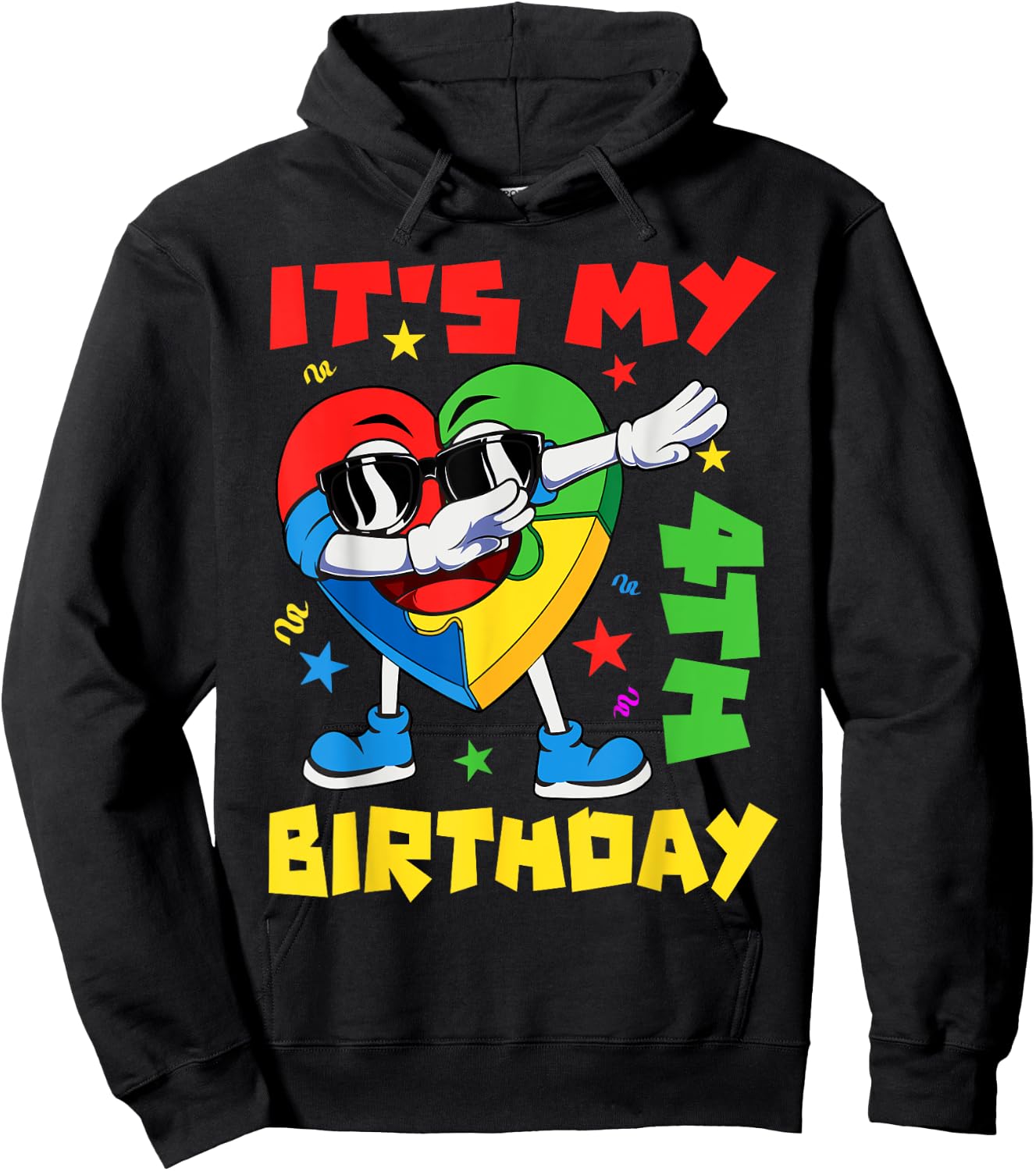 It's My 4th Birthday Dabbing Puzzle Pieces Autism Awareness Hoodie - Hoodie | Black