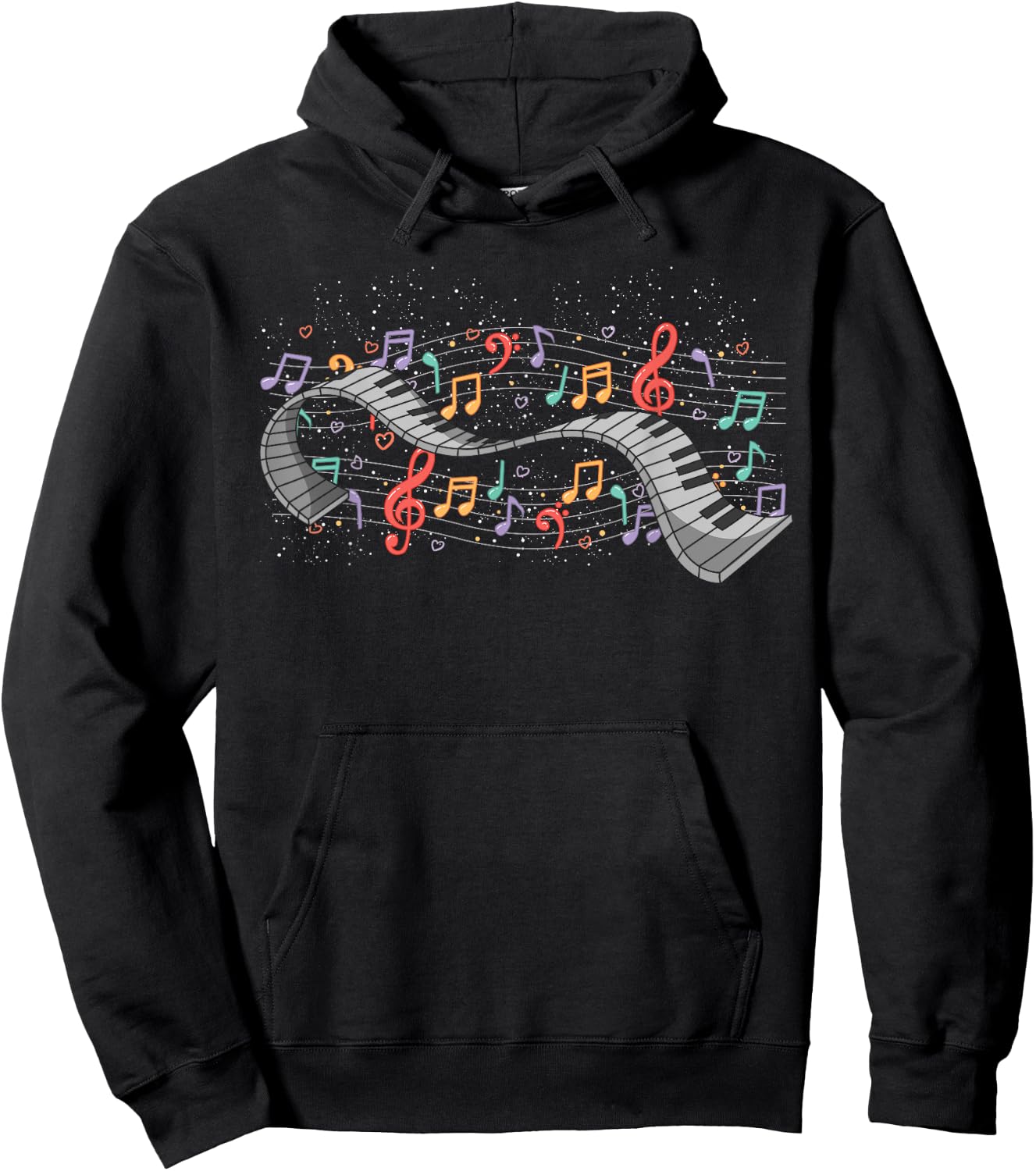 Colorful Music Notes Pianist Classical Music Piano Hoodie - Hoodie | Black