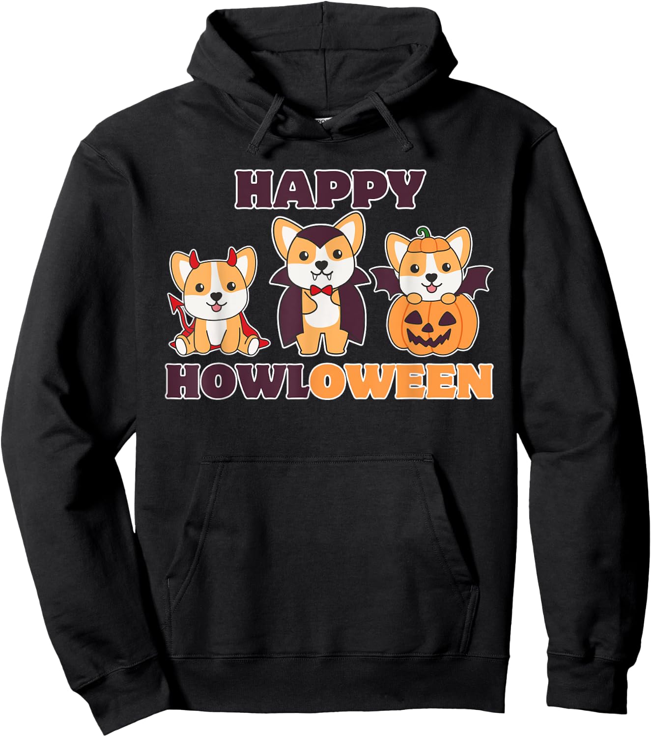 Corgi Happy Howloween Pumpkin Vampire Dogs Halloween Hoodie - Hoodie | Black