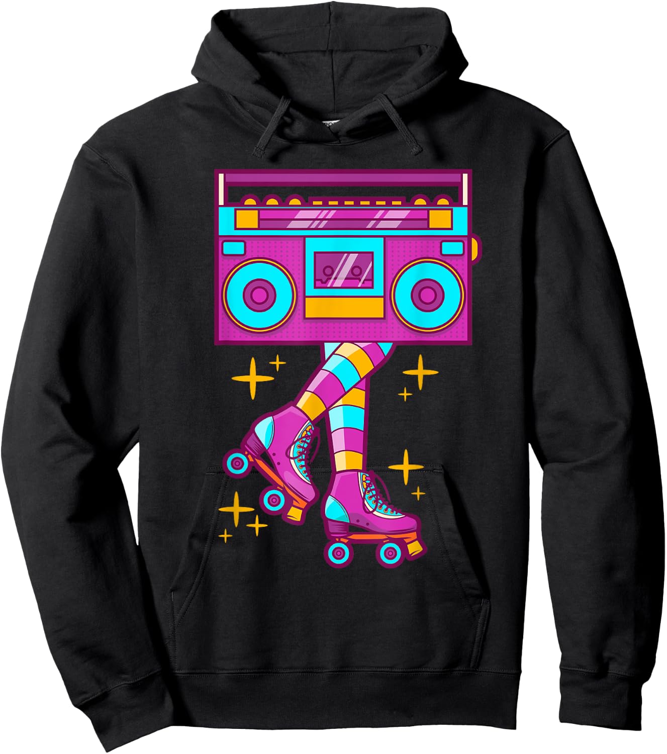 Retro Rollerskates Funny 80's Roller Disco Skating Girl Gift Hoodie - Hoodie | Black