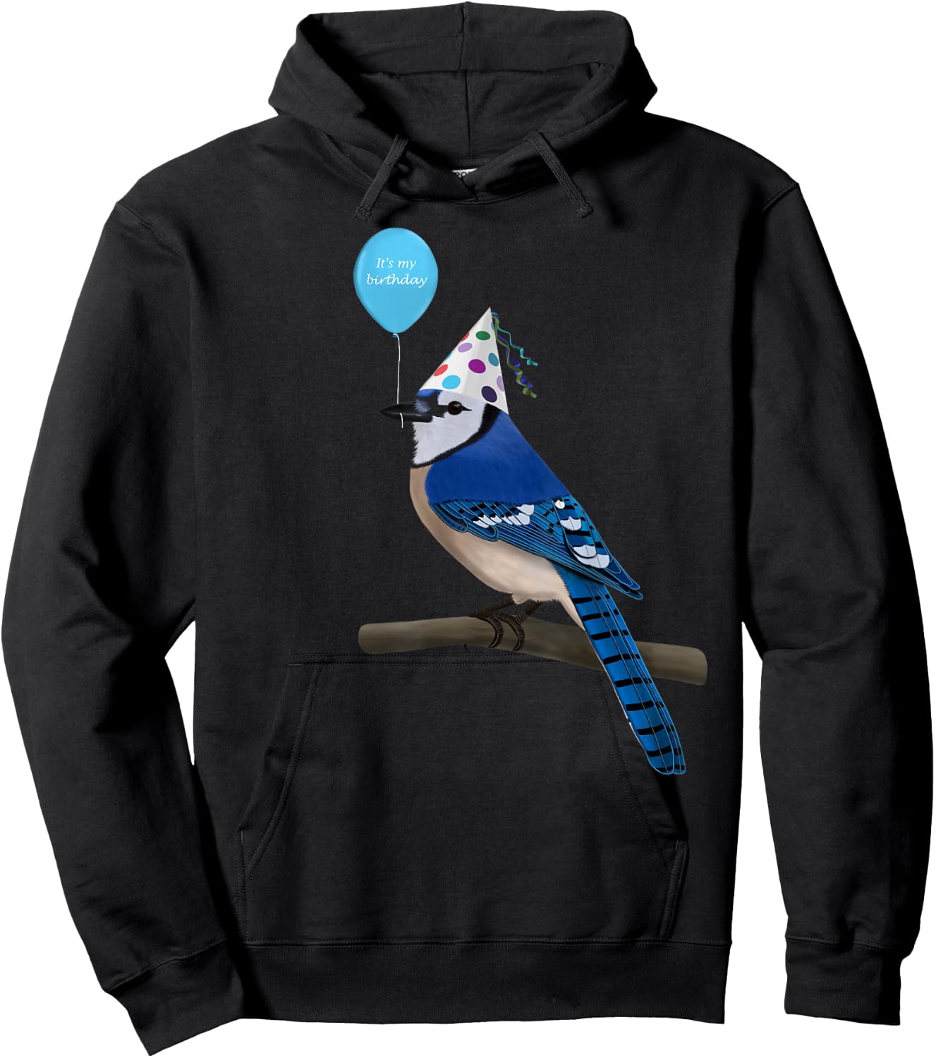 Bird Motif Blue Cow Bird Animal Drawing Birthday Hoodie - Hoodie | Black