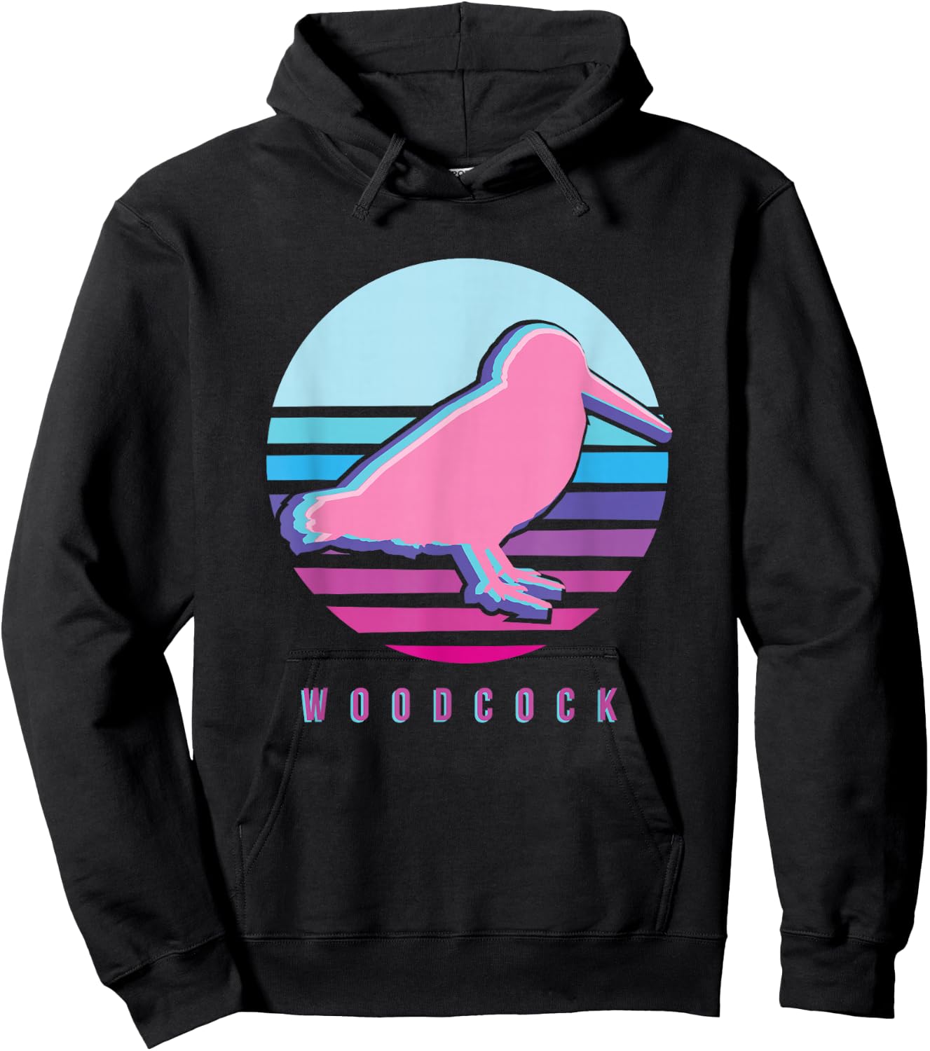 American Woodcock Bird Retro Vaporwave Unique Birding Gift Hoodie - Hoodie | Black