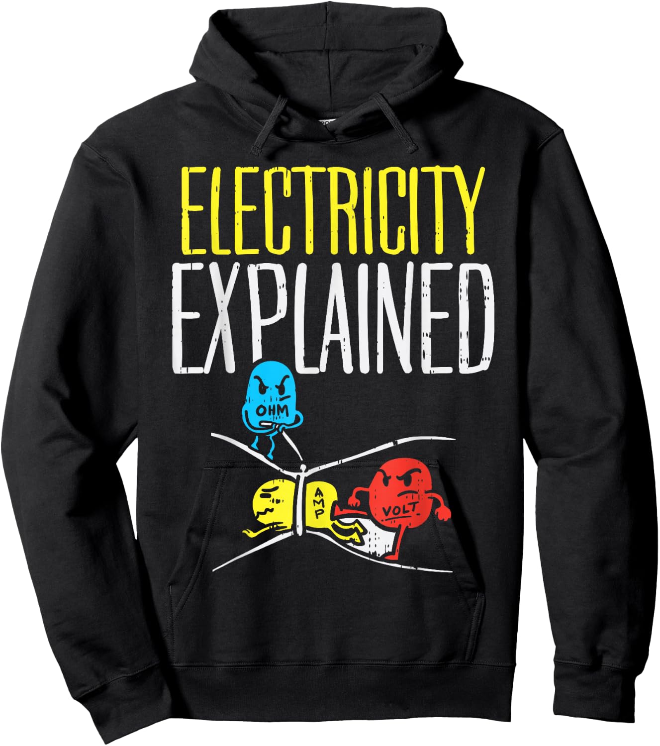 Electricity Explained Funny Electrician Teacher Nerd Gift Hoodie - Hoodie | Black