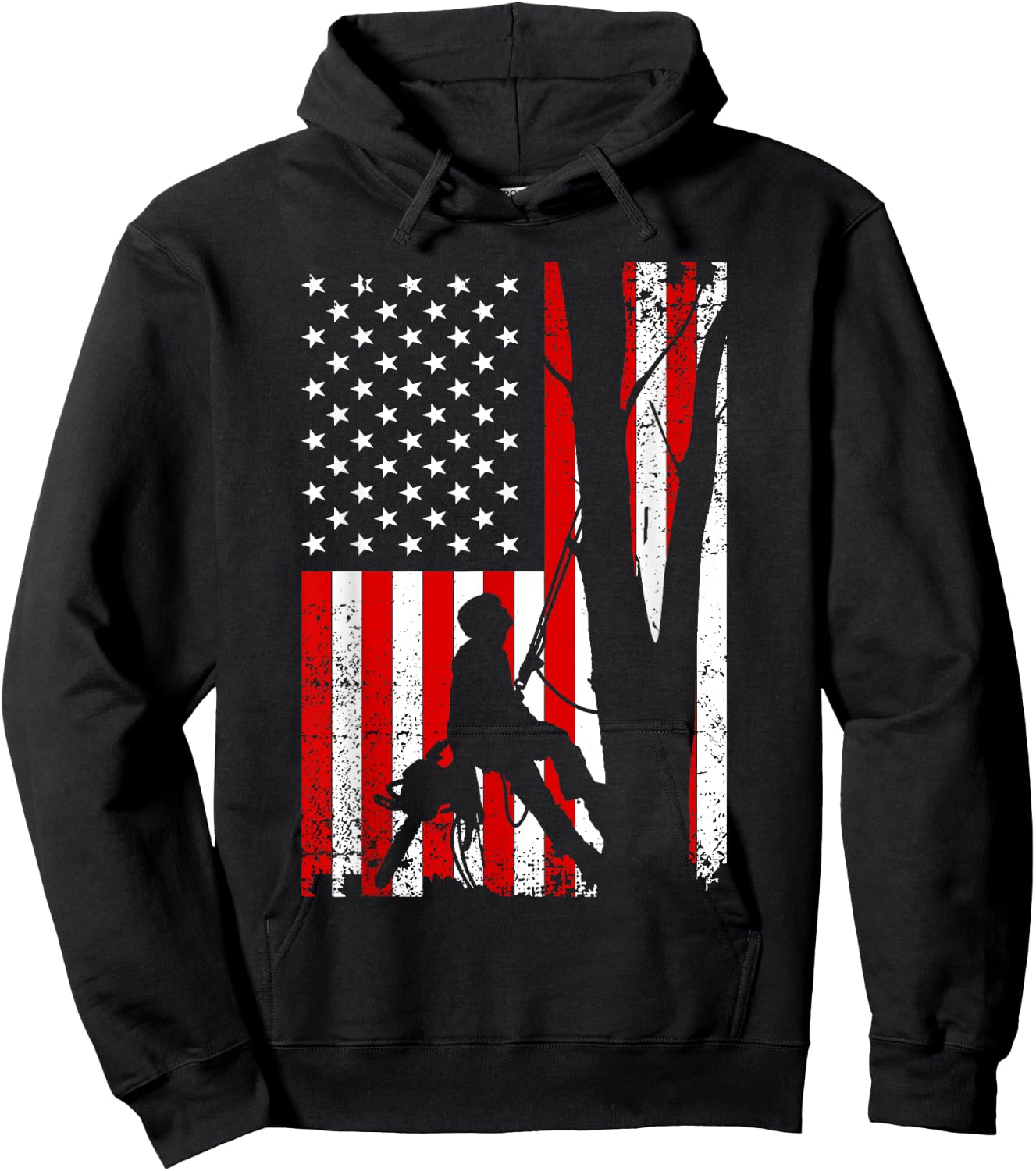 Funny American Flag Arborist Gift Cool Tree Lover Hoodie - Hoodie | Black