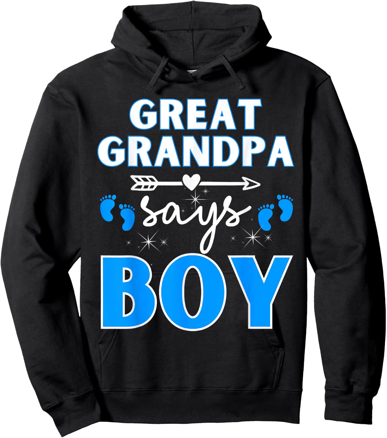 Great Grandpa Says Boy Gender Reveal Team Blue Pregnancy Hoodie - Hoodie | Black