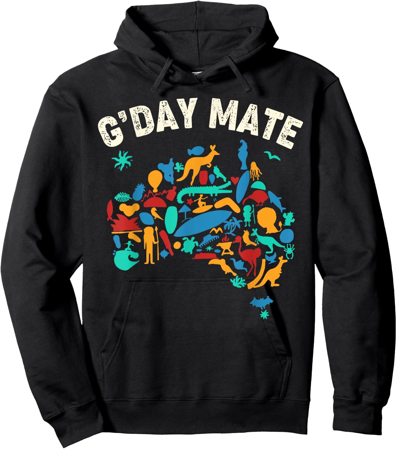 G'Day Mate Toddler Shirt Funny Map Australian Animals Hoodie - Hoodie | Black