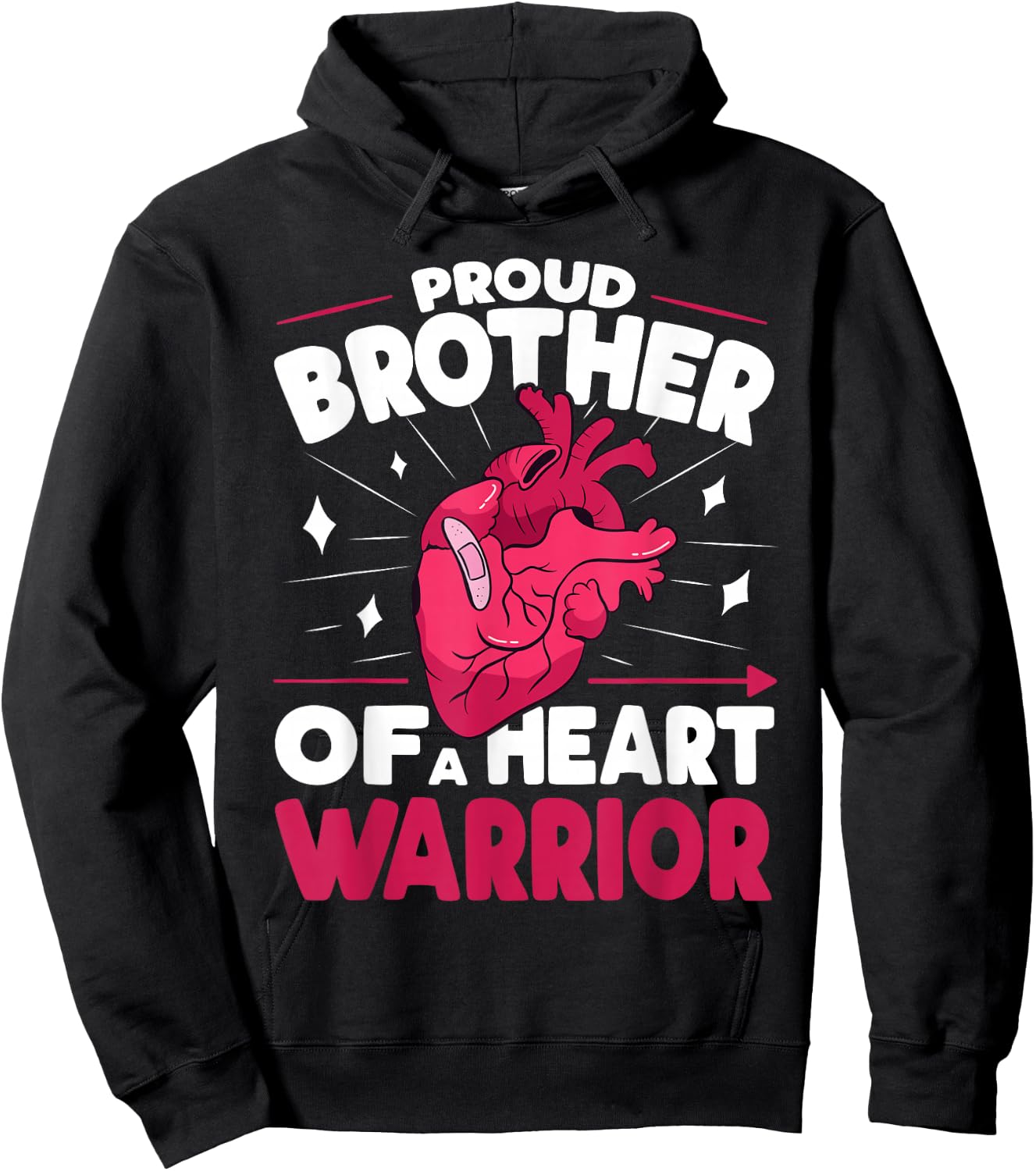 Proud Brother of a Heart Warrior Heart Health Awareness Hoodie - Hoodie | Black