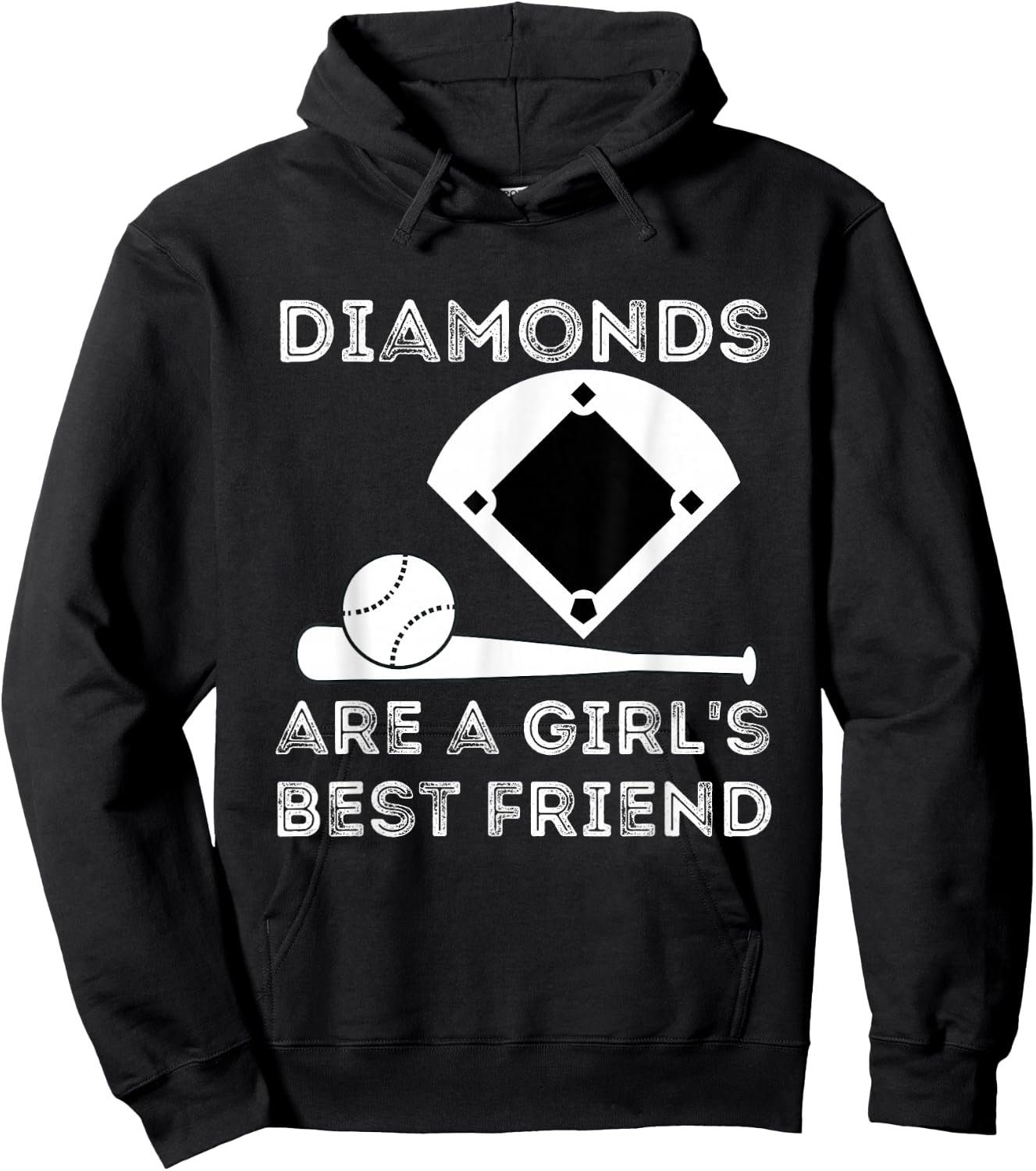 Diamonds Are A Girl's Best Friend - Baseball & Softball Fan Hoodie - Hoodie | Black
