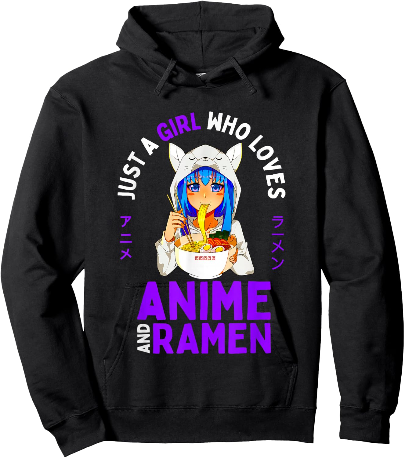 Just a Girl Who Loves Anime and Ramen Teen Girls Japan Merch Hoodie - Hoodie | Black