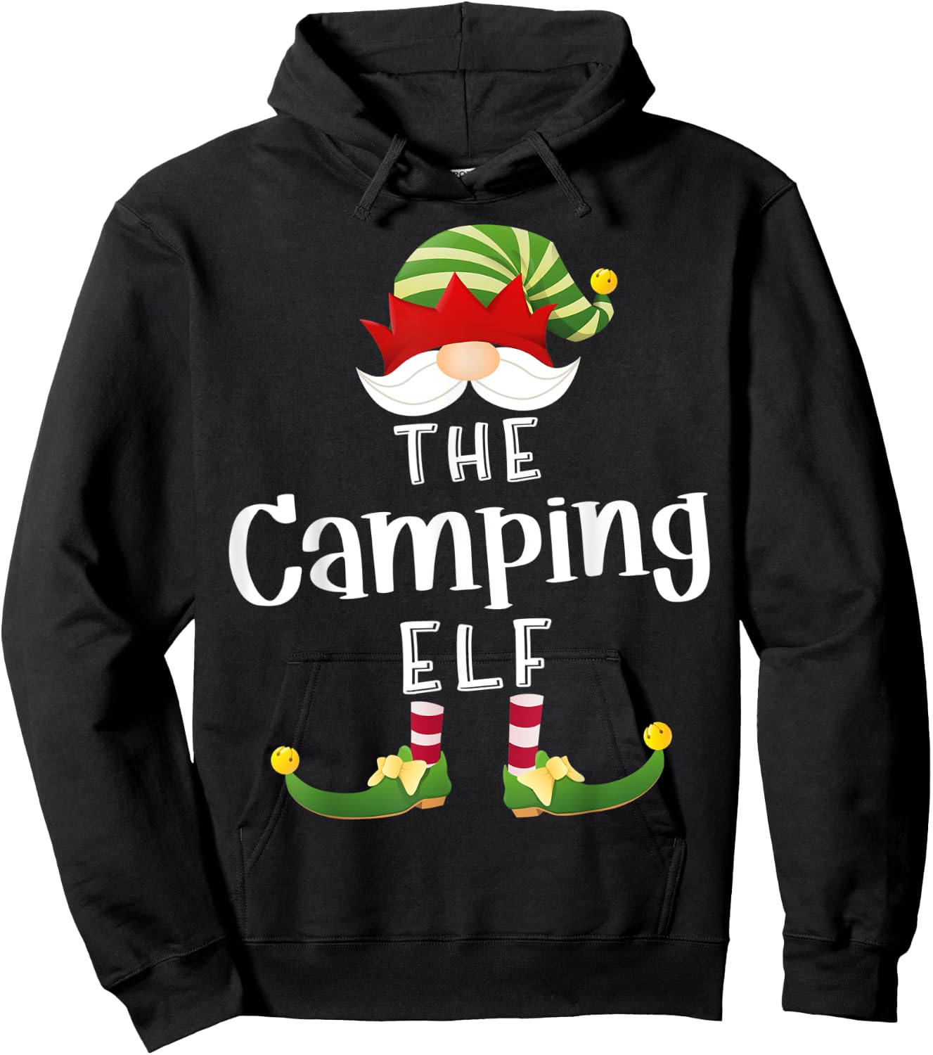 Camping Elf Group Christmas Funny Pajama Party Hoodie - Hoodie | Black