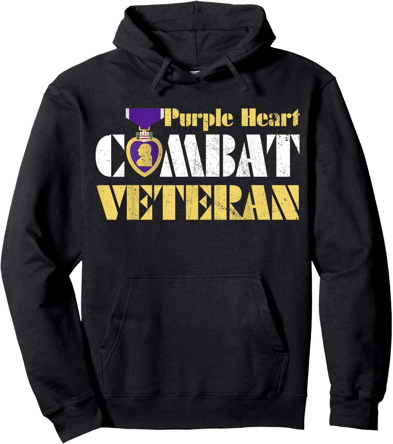 Purple Heart Combat Veteran Purple Heart Day US Military Hoodie - Hoodie | Black