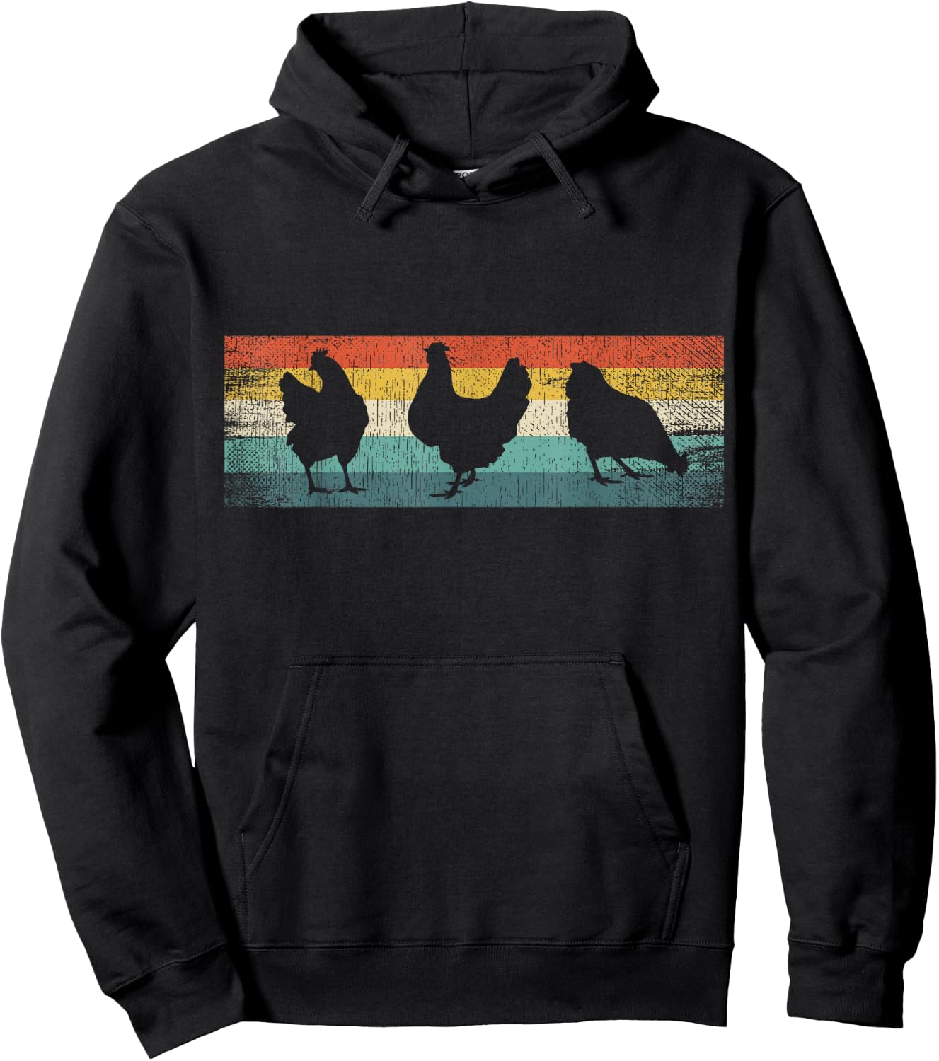 Vintage 70s 80s Retro Poultry Farmer Chicken Hoodie - Hoodie | Black