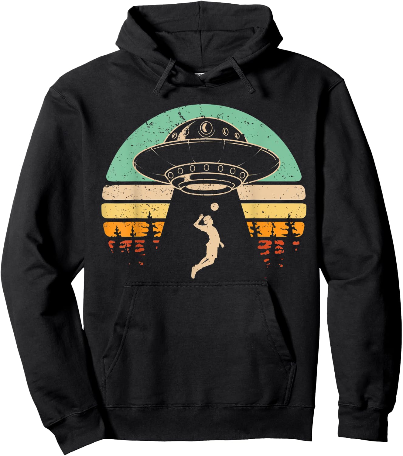 Alien Abduction Funny Volleyball Gift Alien Spaceship Sports Hoodie - Hoodie | Black