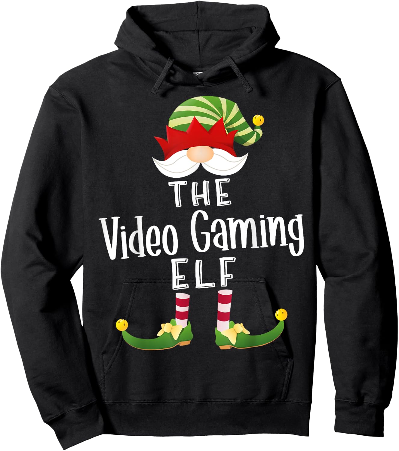 Video Gaming Elf Group Christmas Funny Pajama Party Hoodie - Hoodie | Black
