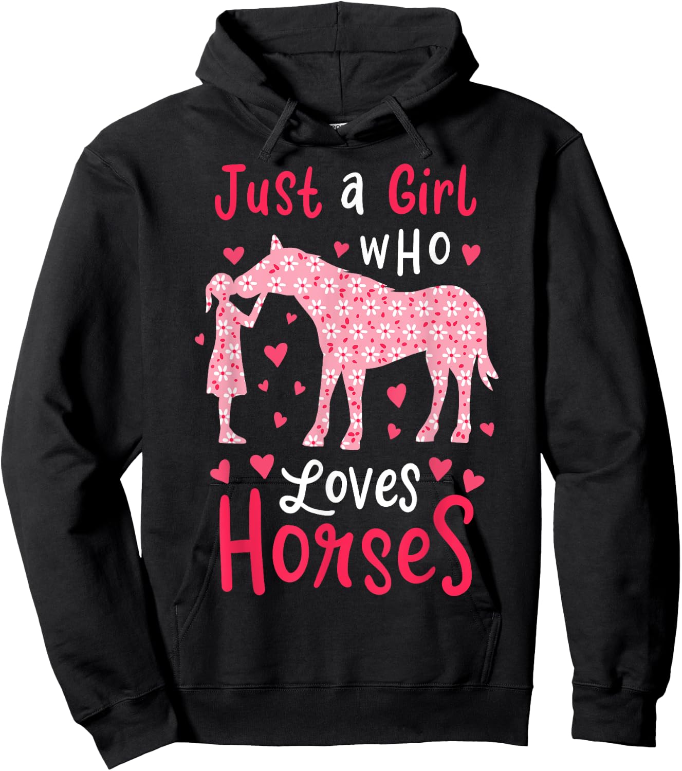 Just A Girl Who Loves Horses Cute Horse Lover Gift Hoodie - Hoodie | Black