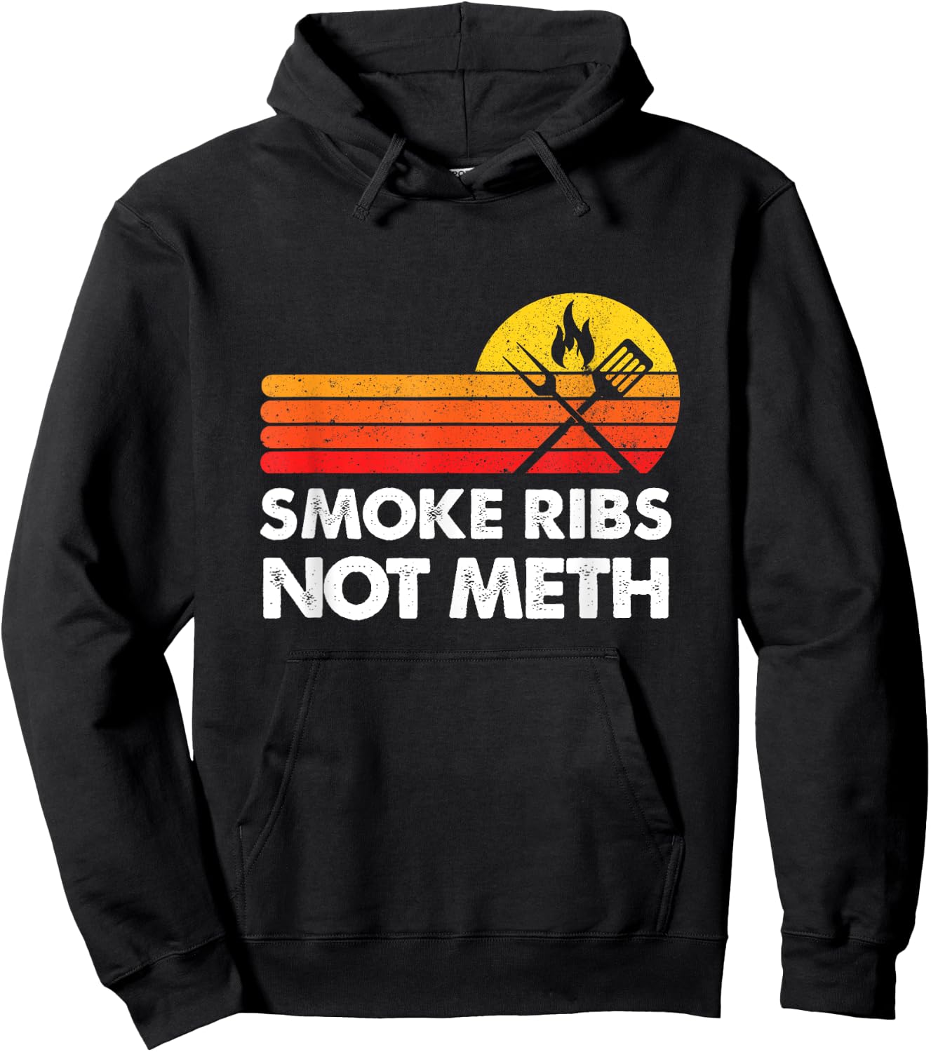 Smoke Brisket Not Meth Ribs Quote BBQ Gift Home Cook Dad Men Hoodie - Hoodie | Black