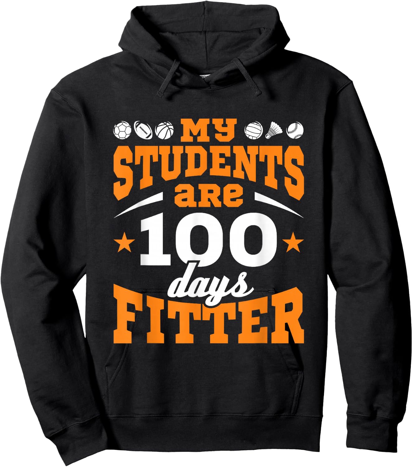 100 Days of School PE Teacher Gym Coach Physical Education Hoodie - Hoodie | Black