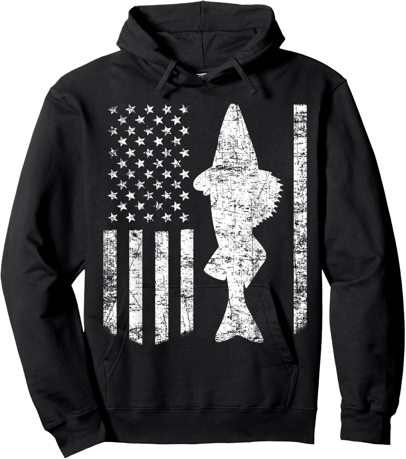 Walleye Fishing American Flag Fisherman Gift Hoodie - Hoodie | Black