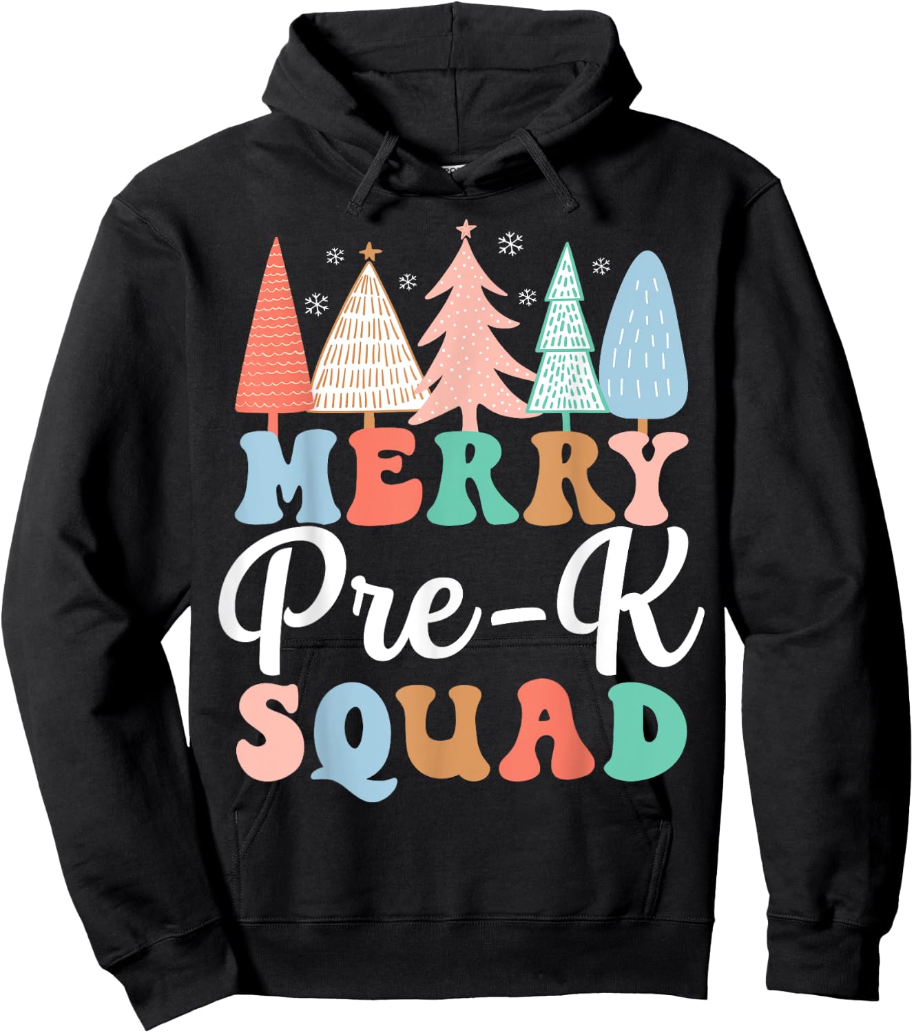 Merry Pre-K Squad PreK Teacher Preschool PreK Christmas Tree Hoodie - Hoodie | Black