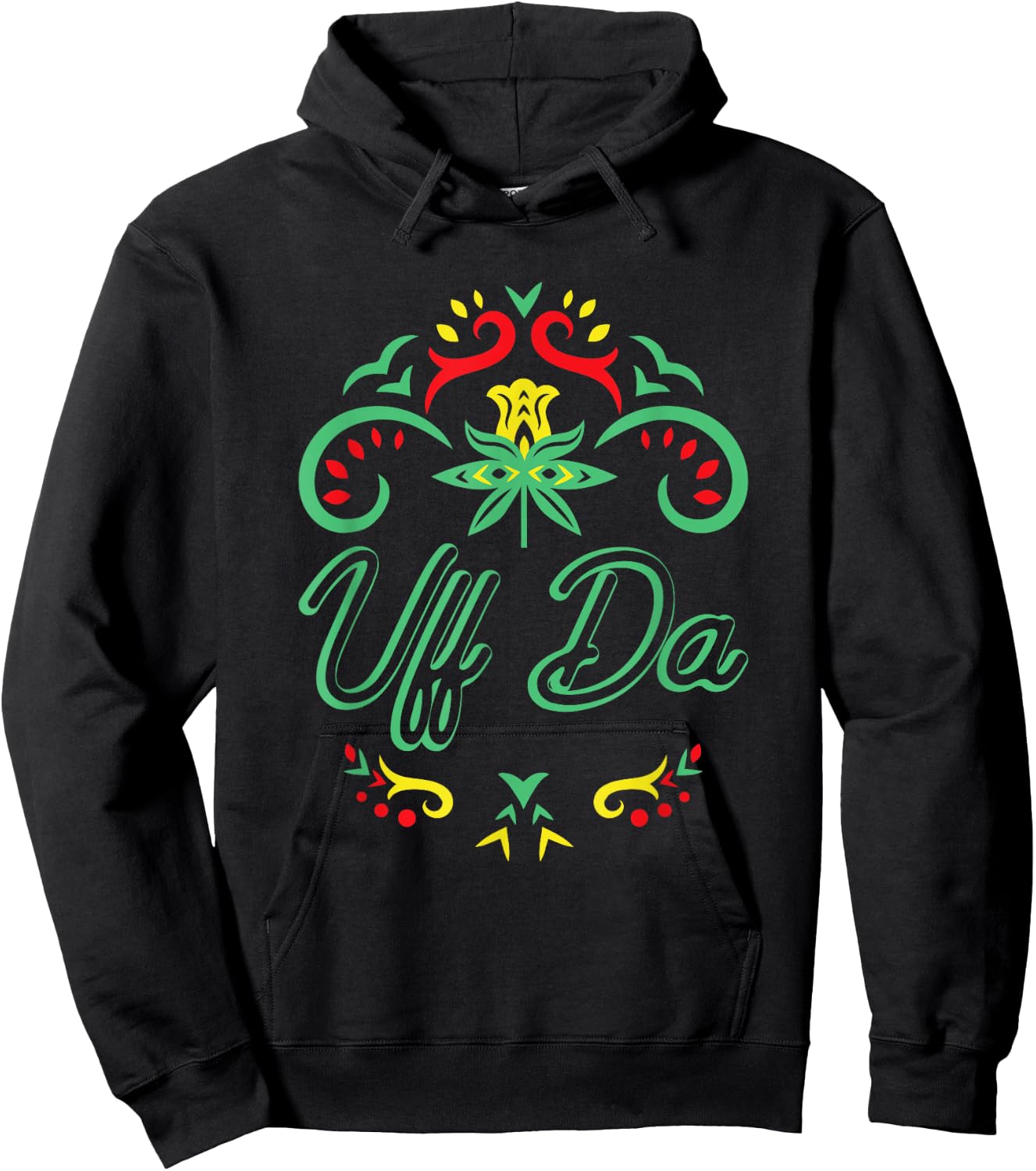 Uff Da Norwegian Rosemaling Funny Scandinavian Folk Norway Hoodie - Hoodie | Black