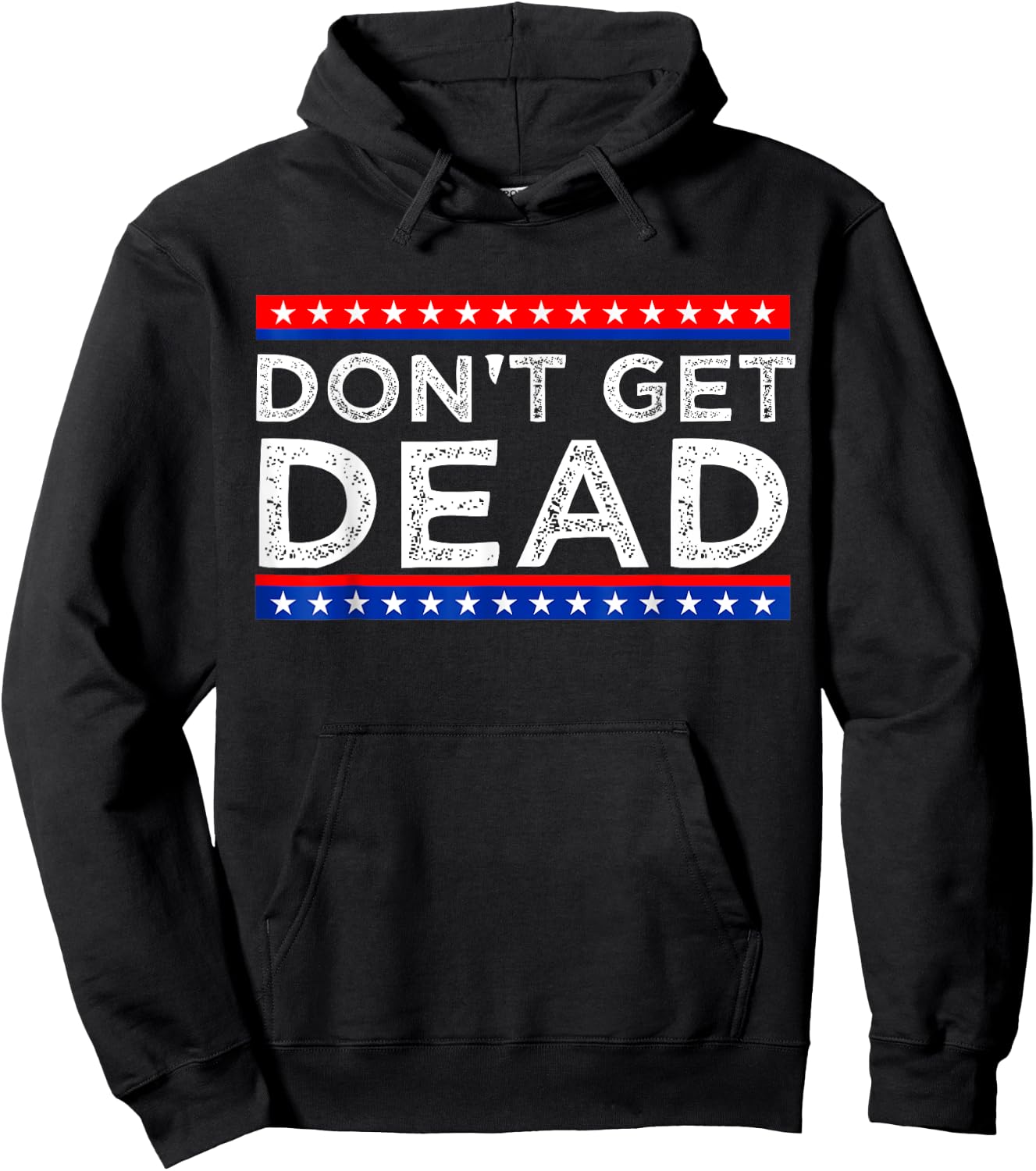 Don't Get Dead Black Vintage Humor , Small, Short Sleeve Hoodie - Hoodie | Black