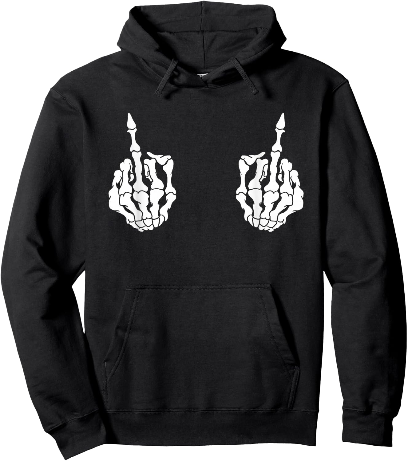 Skeleton Funny Middle Finger Fuck You Halloween Hoodie - Hoodie | Black