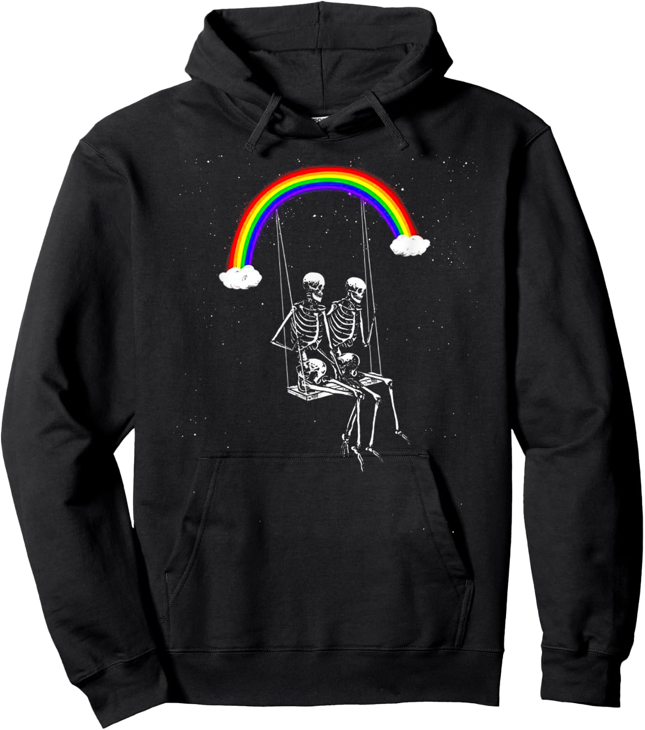 Skeleton Rainbow Swing Funny Spooky Halloween Costume Design Hoodie - Hoodie | Black