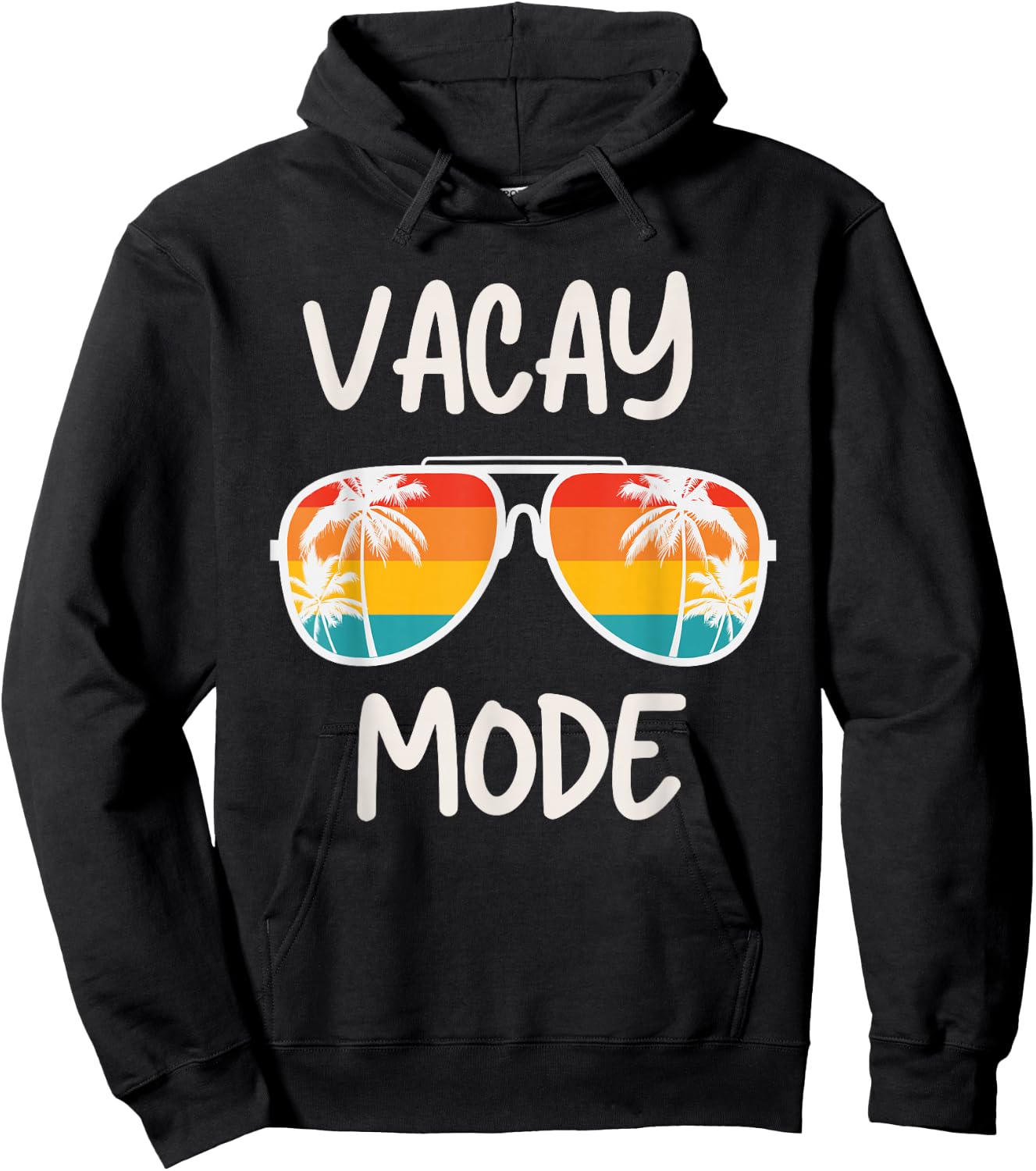 Vacation Summer Sunglasses and Palm Trees Vacay Mode Ocean Hoodie - Hoodie | Black