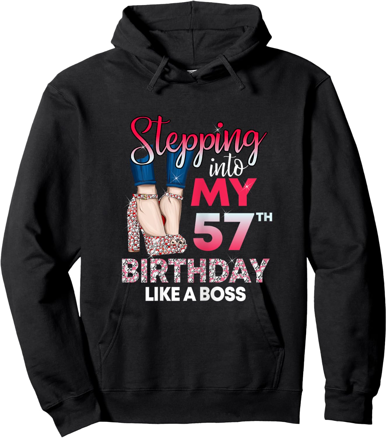 Stepping into my 57th Birthday like a boss 57 Years Old Hoodie - Hoodie | Black