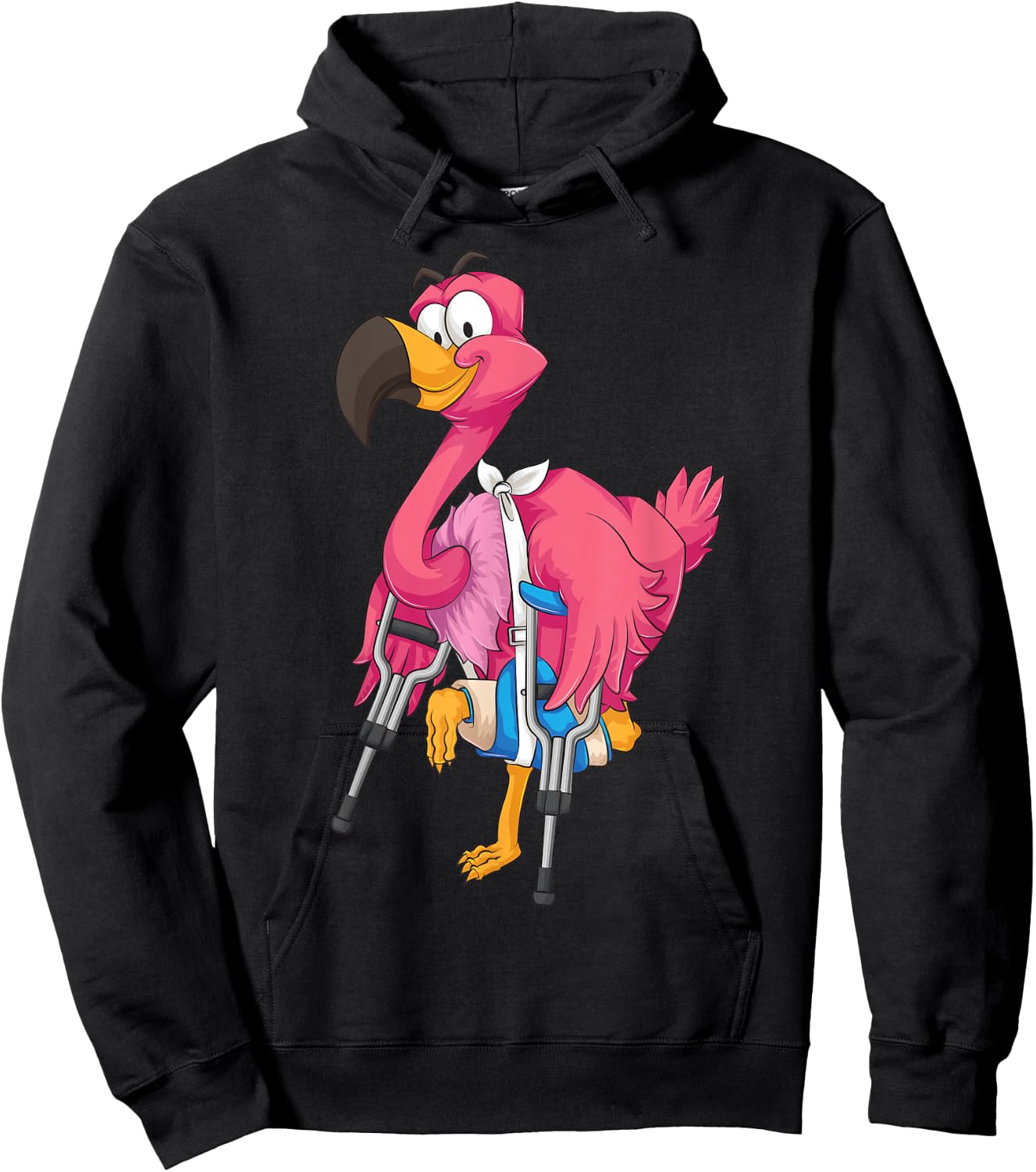 Cool Broken Leg Flamingo | Funny Fractured Shorebird Gift Hoodie - Hoodie | Black