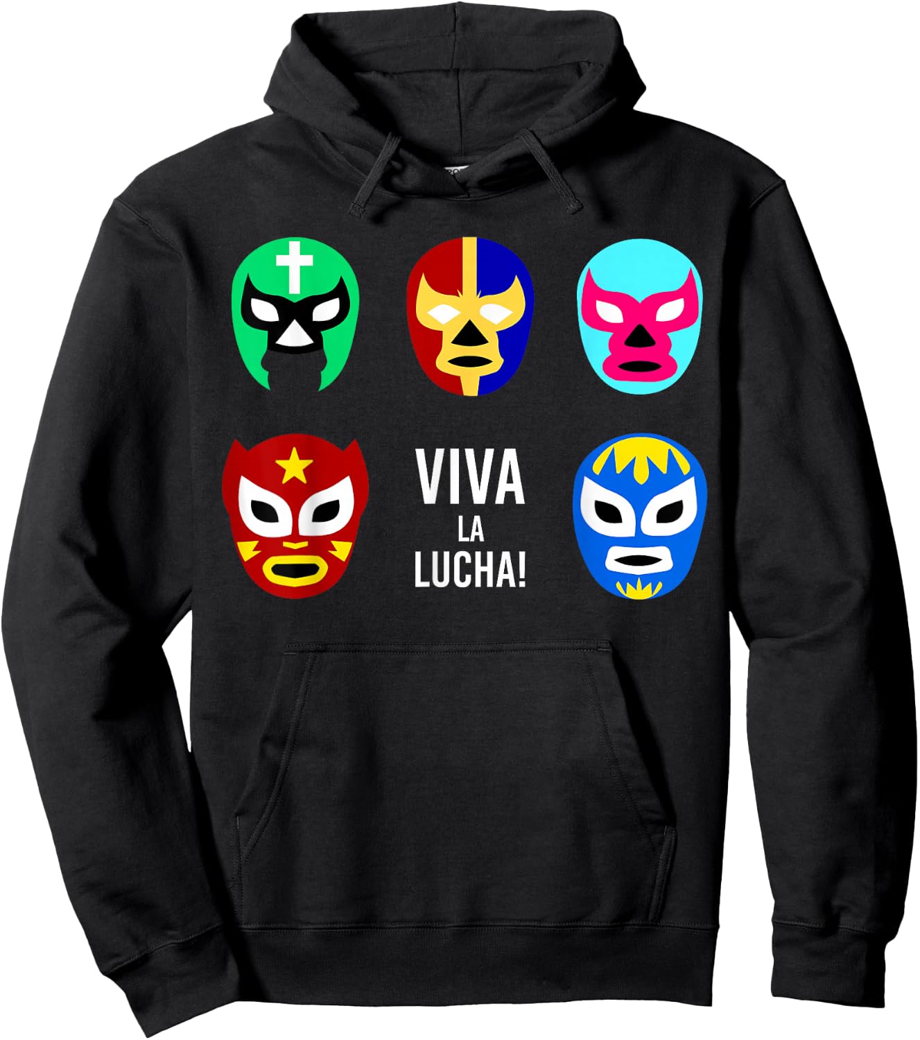 Lucha Libre Viva La Lucha Masks Mexican Wrestling Wrestler Hoodie - Hoodie | Black