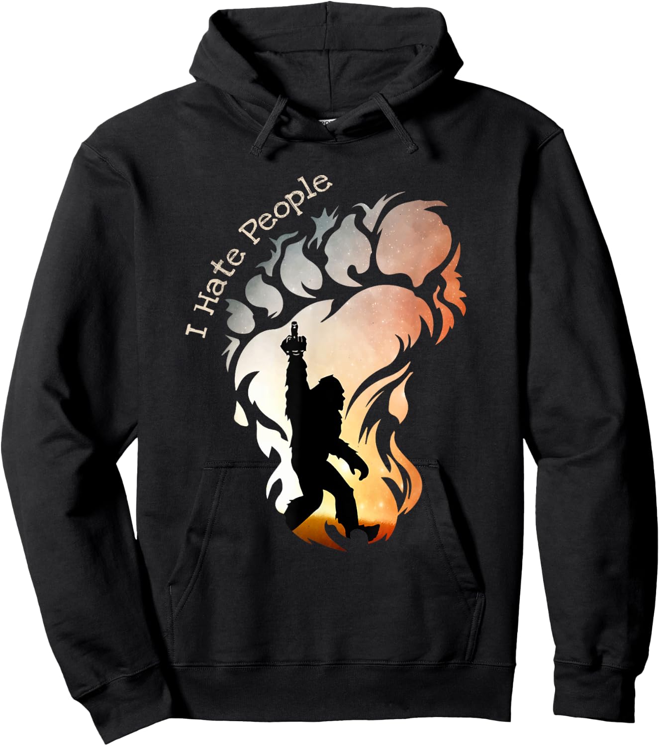 I Hate People Bigfoot Funny Camping Hoodie - Hoodie | Black