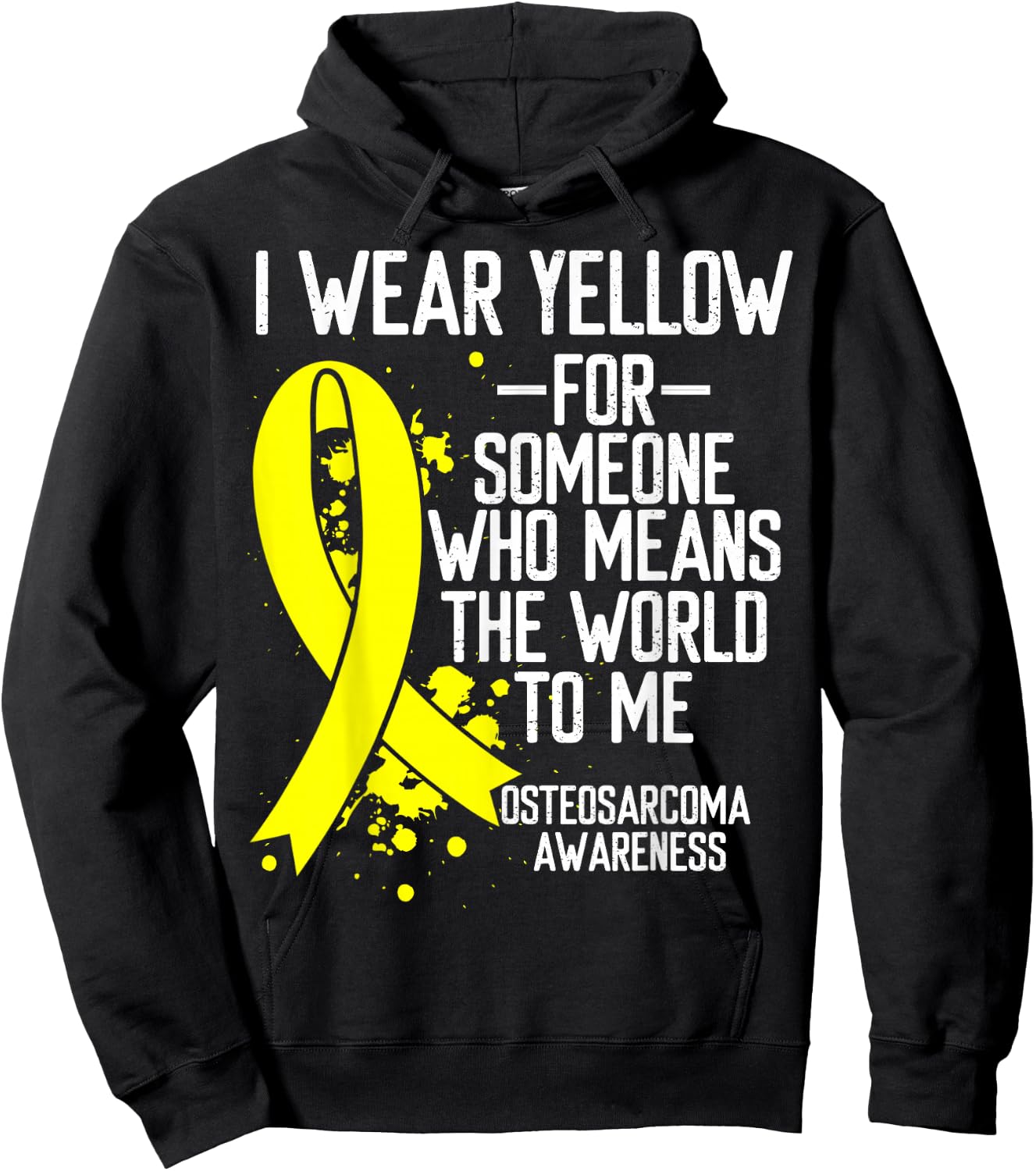 Osteosarcoma Awareness Wear Yellow Ribbon Bone Cancer Hoodie - Hoodie | Black