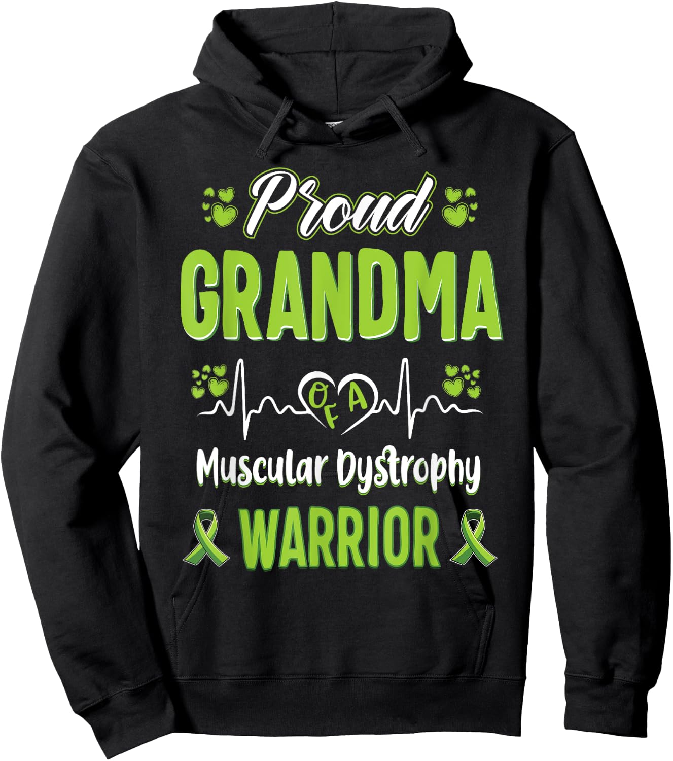 proud Grandma Muscular dystrophy warrior awareness ribbon Hoodie - Hoodie | Black