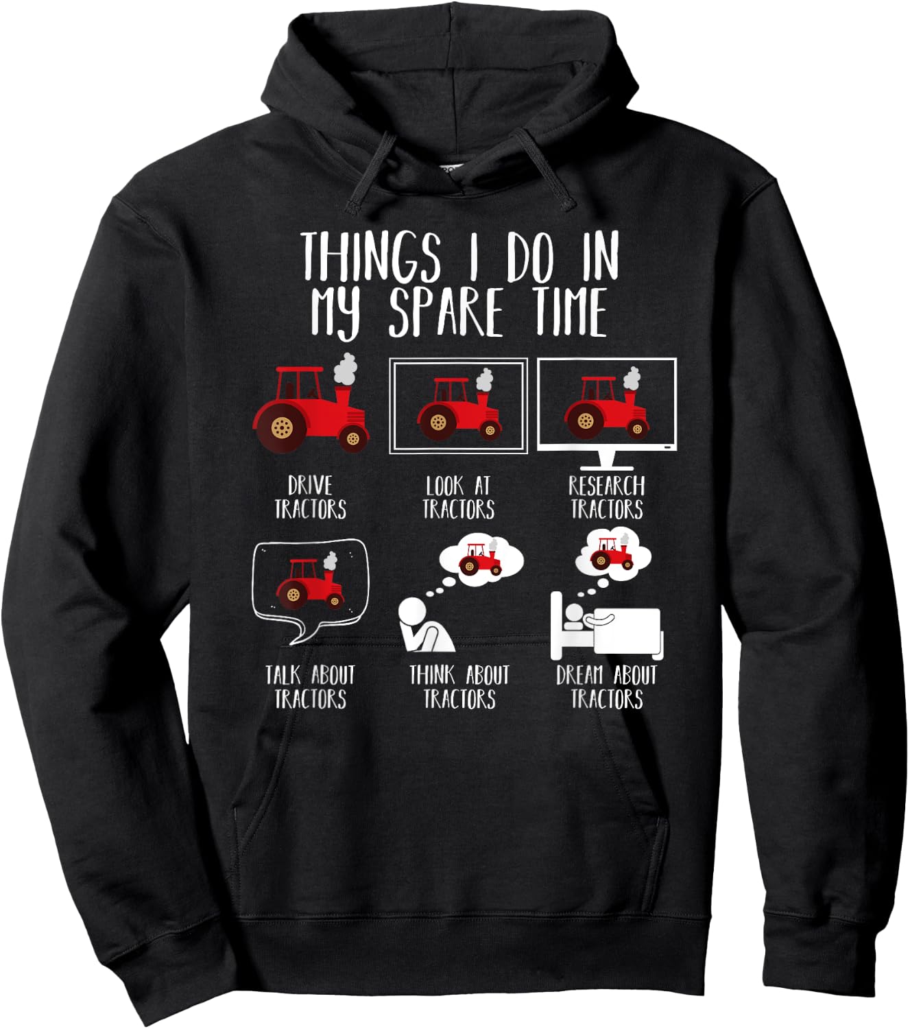Things I Do In My Spare Time Tractor Shirt Funny Farming Hoodie - Hoodie | Black