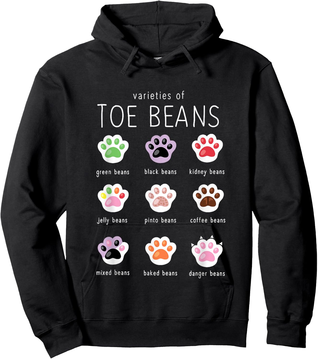 Funny Cat Lover Toe Beans Hoodie - Hoodie | Black