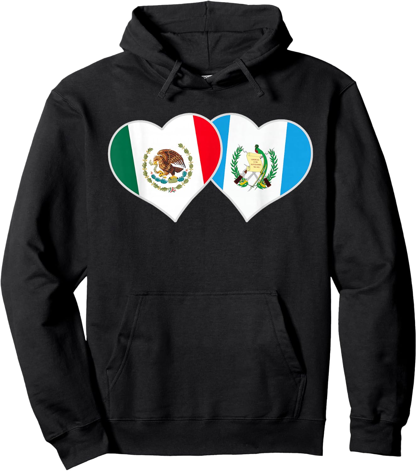 Mexican Guatemalan Flag Love Mexico Guatemala Heart Hoodie - Hoodie | Black